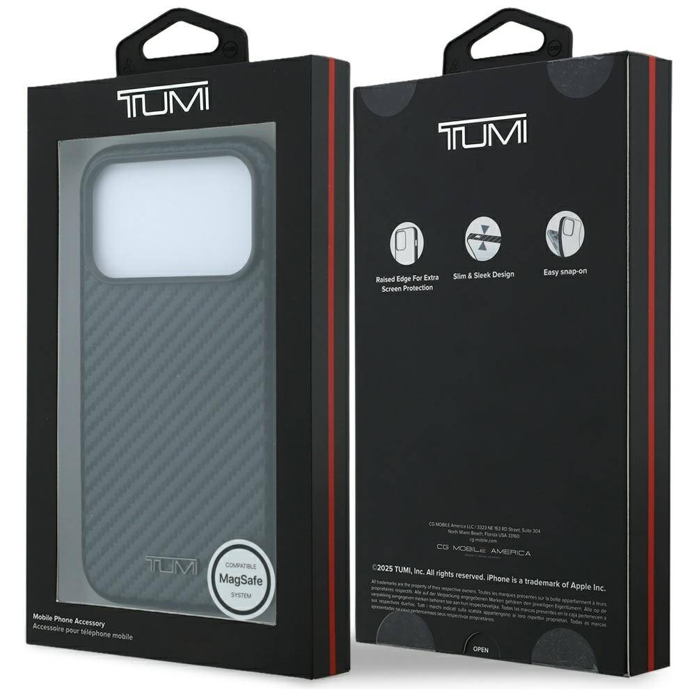 Tumi Hülle iPhone 17 / 18 Pro Max MagSafe Carbon-Look schwarz sportlich Logo