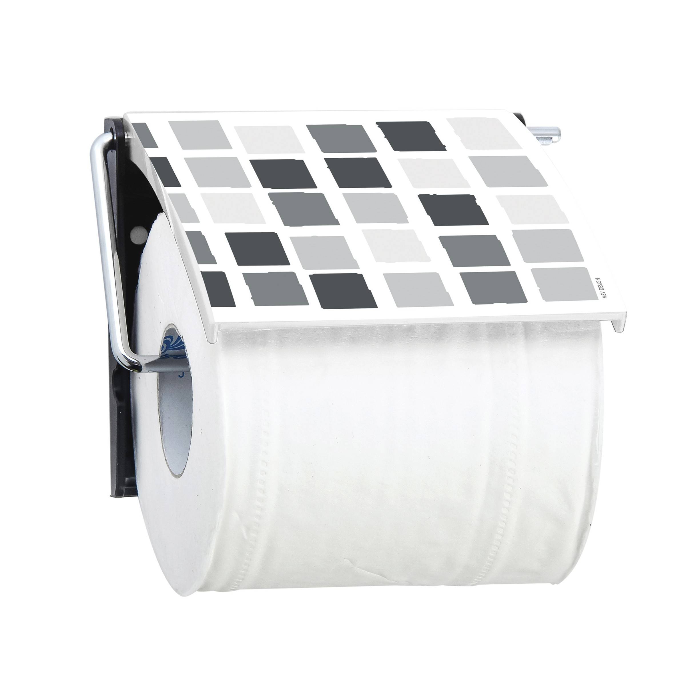 MSV Bad Serie "Mosaiko Grau“ Toilettenpapierhalter WC Rollenhalter Papierhalter Klopapierhalter