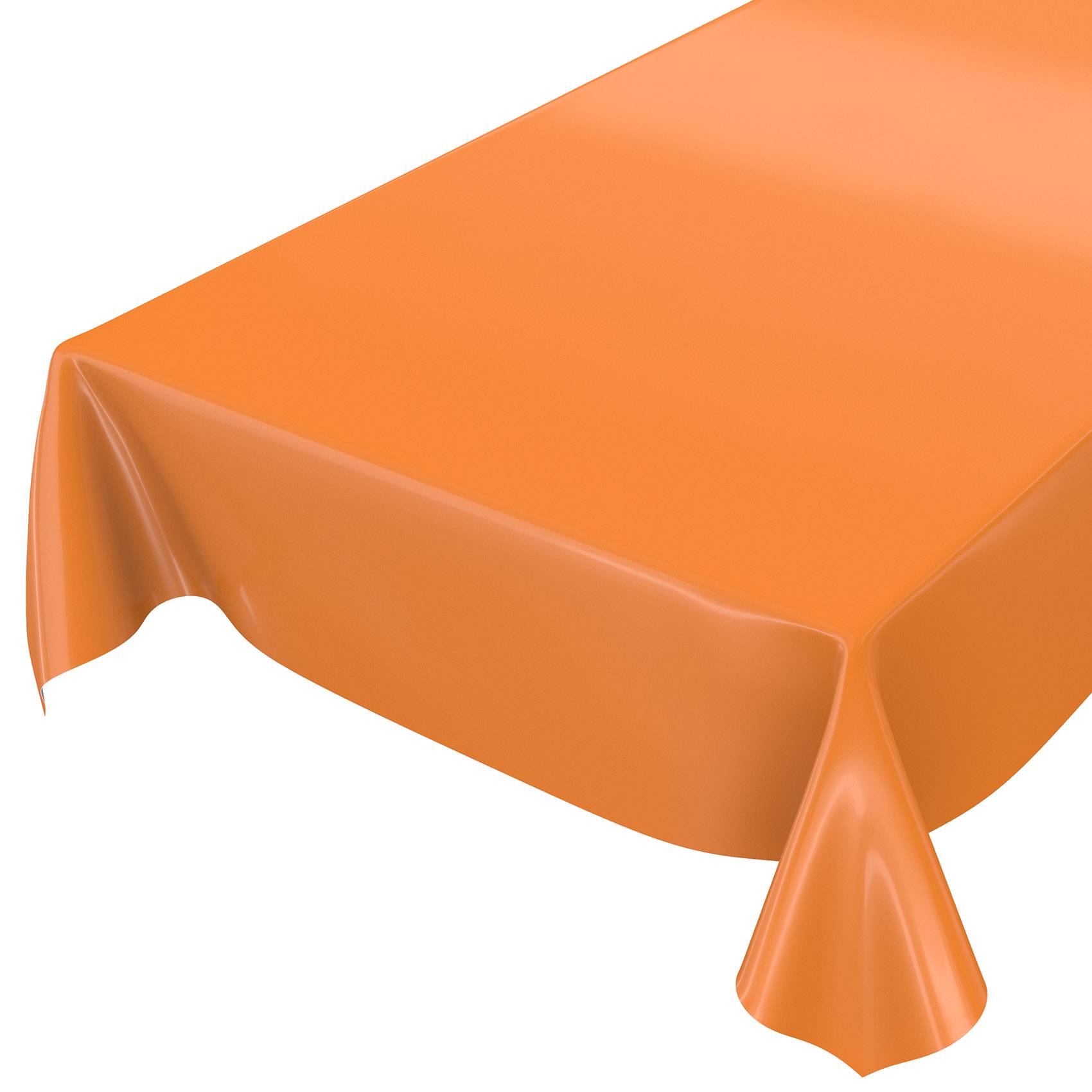 ANRO Tischdecke Uni Orange 260 x 140 cm eckig mit Paspelband Wachstuch Glanz abwaschbar