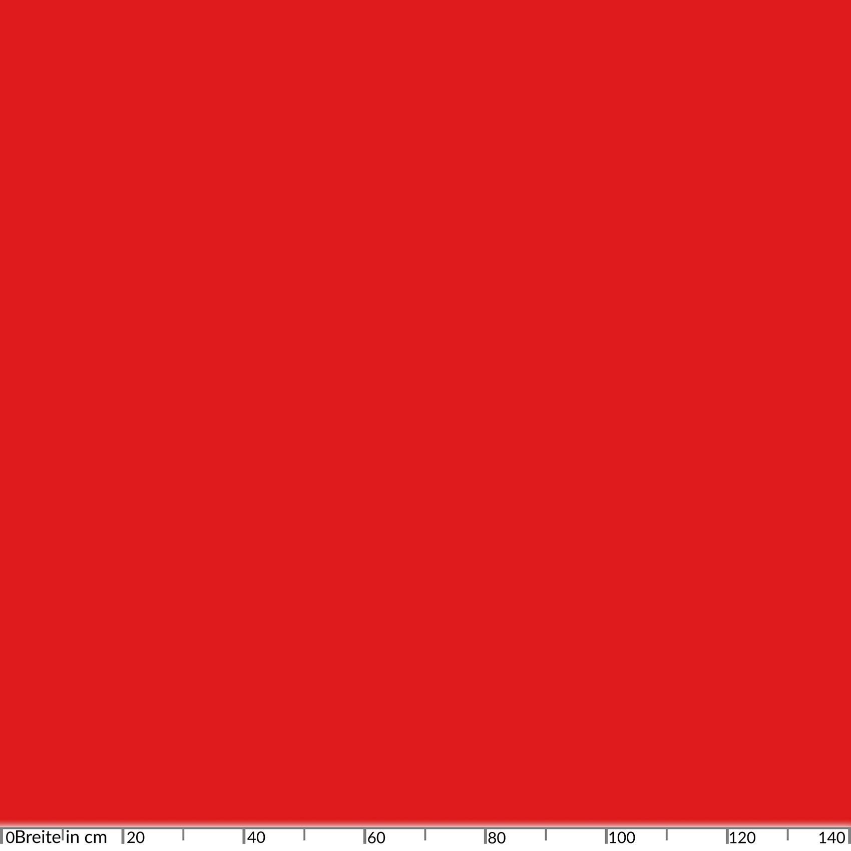 Rotes Vollflächenfeld über einer unteren Zentimeterabsteilung mit Beschriftung von 0 bis 140 und Markierungen zum Messen der Breite.