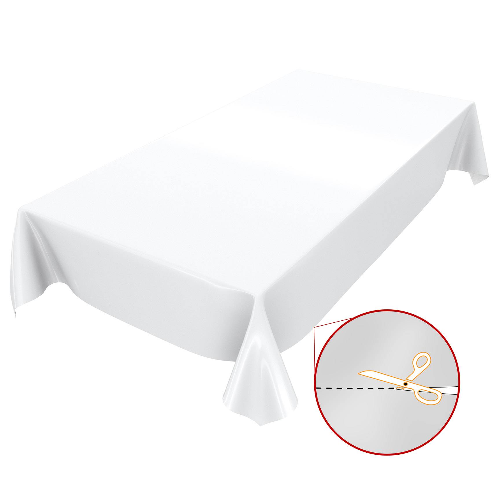 ANRO Tischdecke Uni Weiß 140 x 140 cm eckig Schnittkante Wachstuch Glanz abwaschbar
