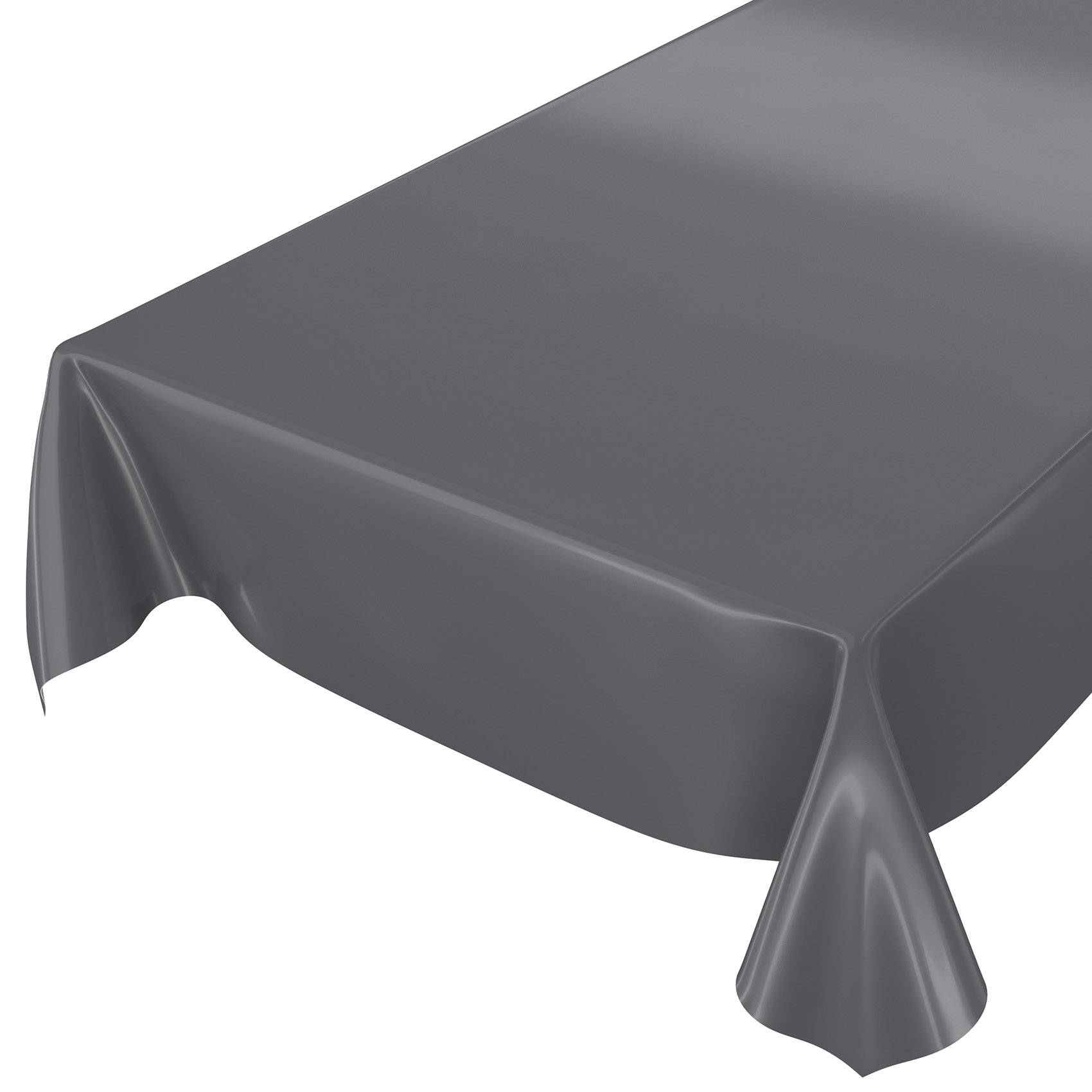 ANRO Tischdecke Uni Anthrazit 500 x 140 cm eckig Schnittkante Wachstuch Glanz abwaschbar