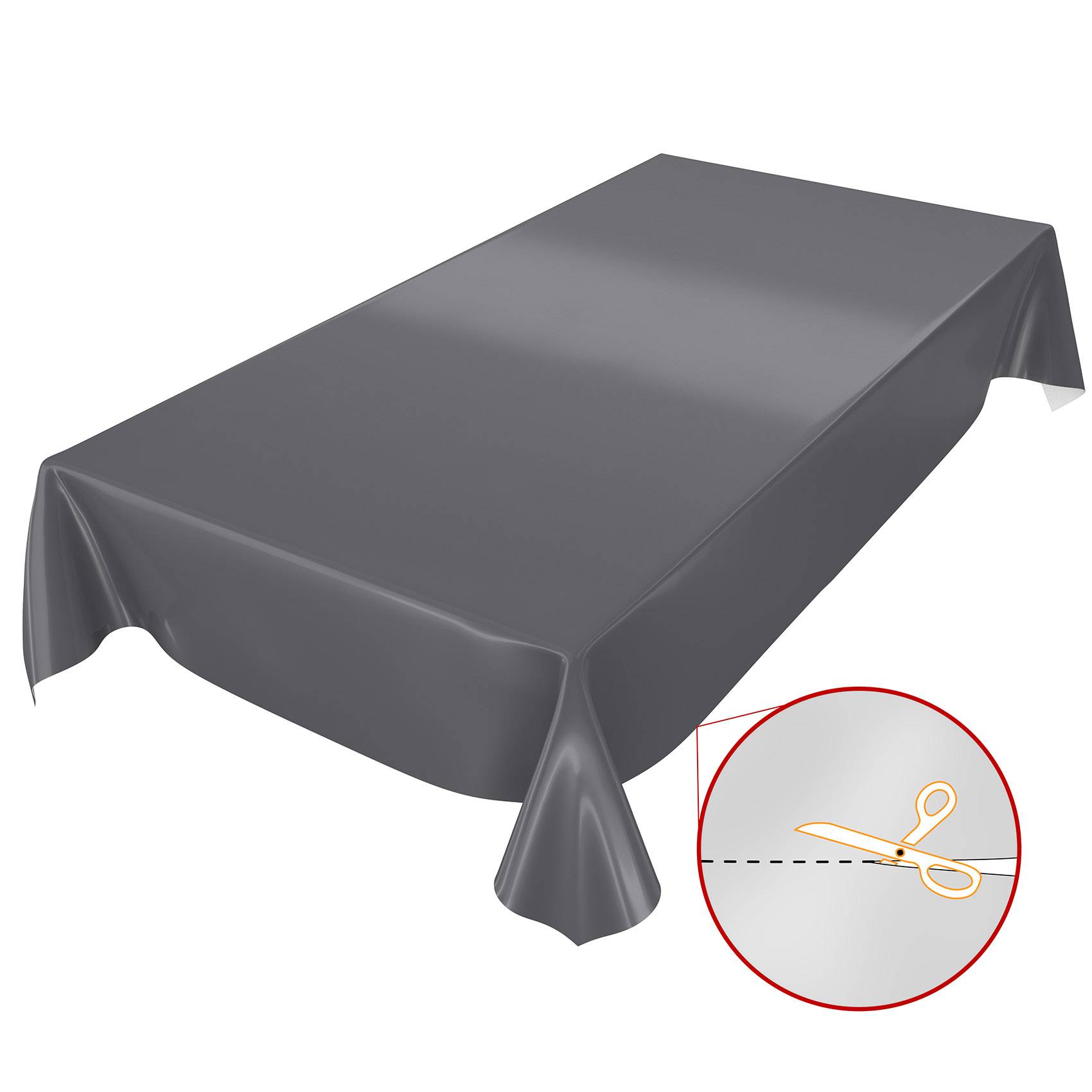 ANRO Tischdecke Uni Anthrazit 500 x 140 cm eckig Schnittkante Wachstuch Glanz abwaschbar