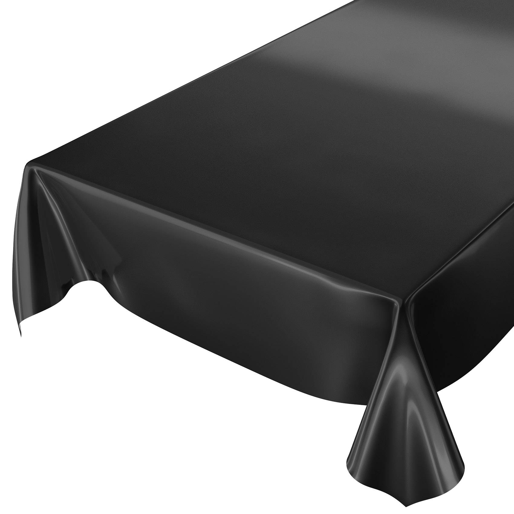 ANRO Tischdecke Uni Schwarz 350 x 140 cm eckig Schnittkante Wachstuch Glanz abwaschbar