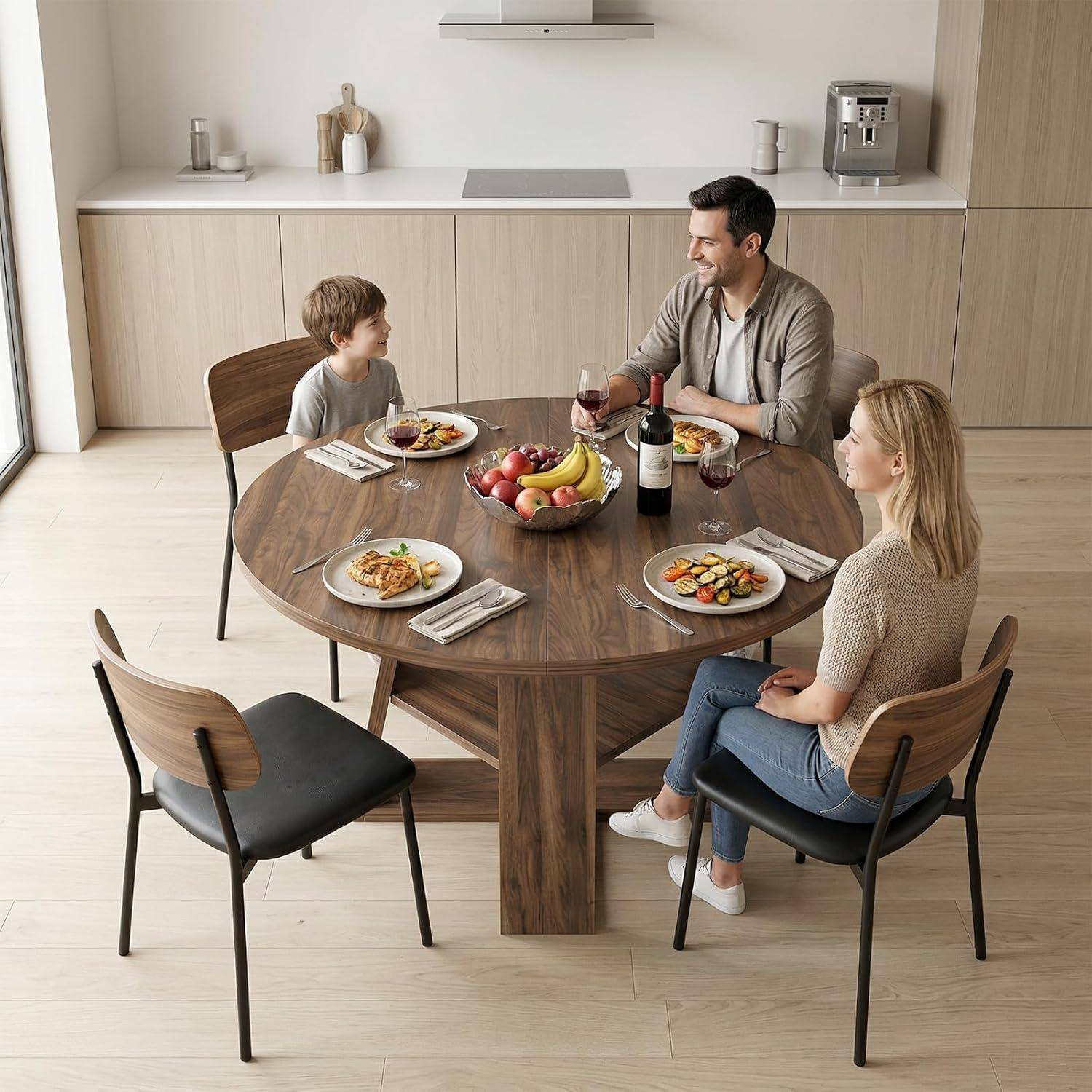 Esstisch ausziehbar rund-oval 110-150cm mit Stauraum