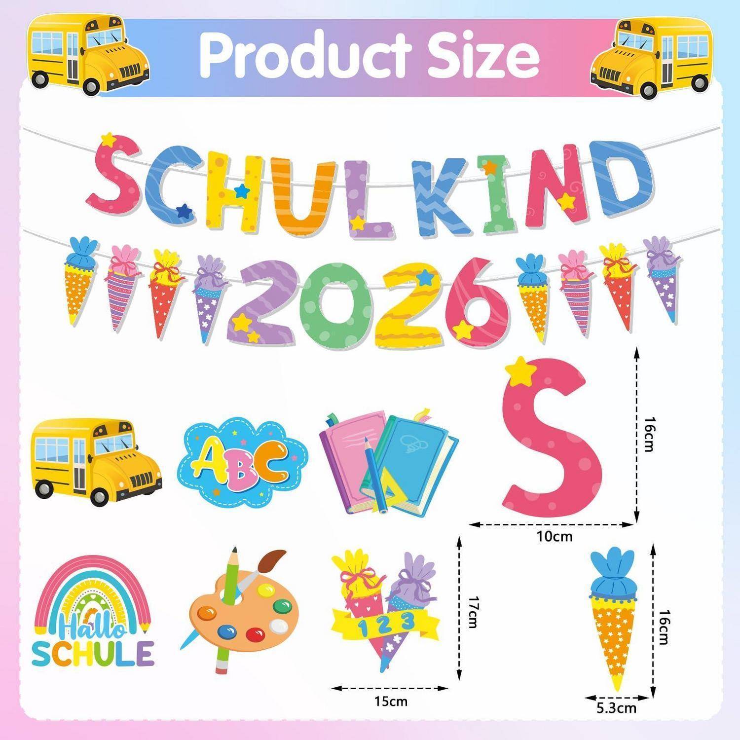 Einschulung Deko Set 2 Girlanden 6 Wabenmittelstücke Bunt