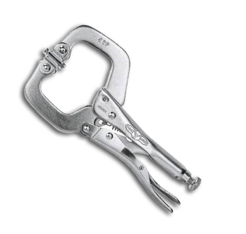 Klemm-Gripzange mit beweglichen BackenAusführungZangenkörper aus wärmebehandeltem, hochlegiertem Stahl, vernickelt. Mit Spannbacken in C-Form. Die