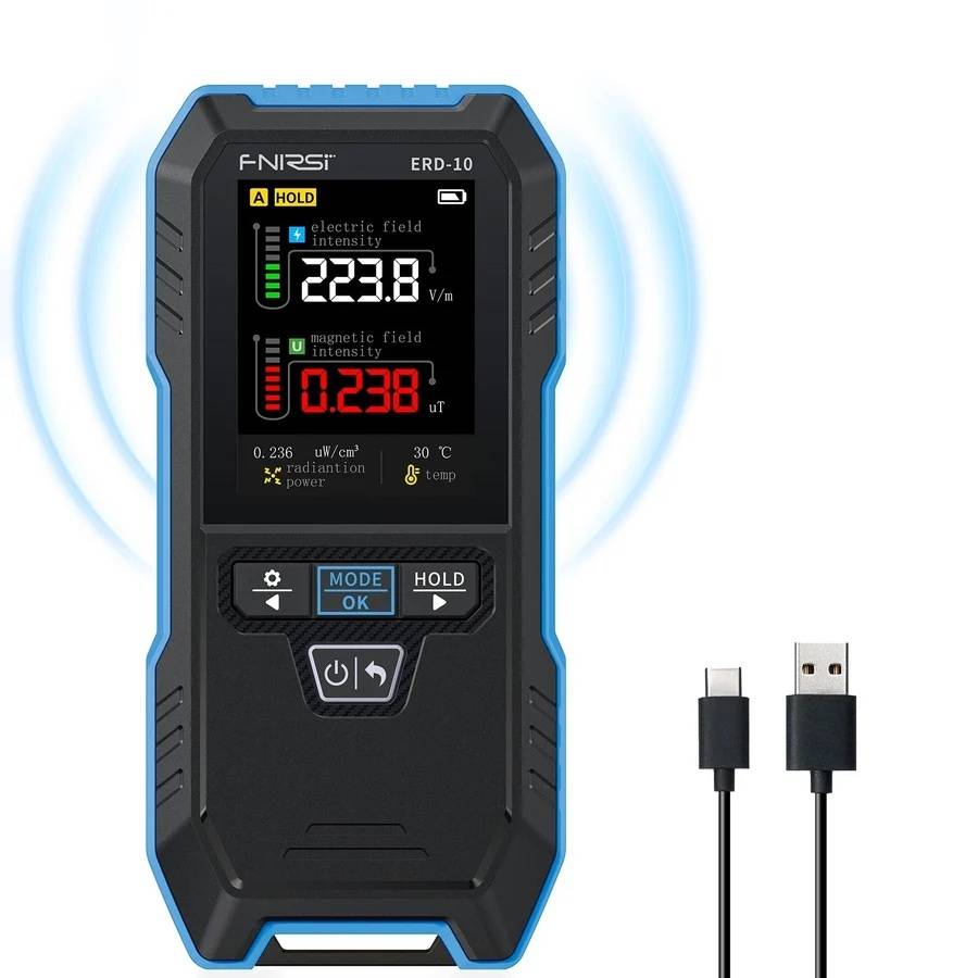 FNIRSI ERD-10 4-in-1 EMF-Messgerät für elektrische und magnetische Felder mit Farbdisplay