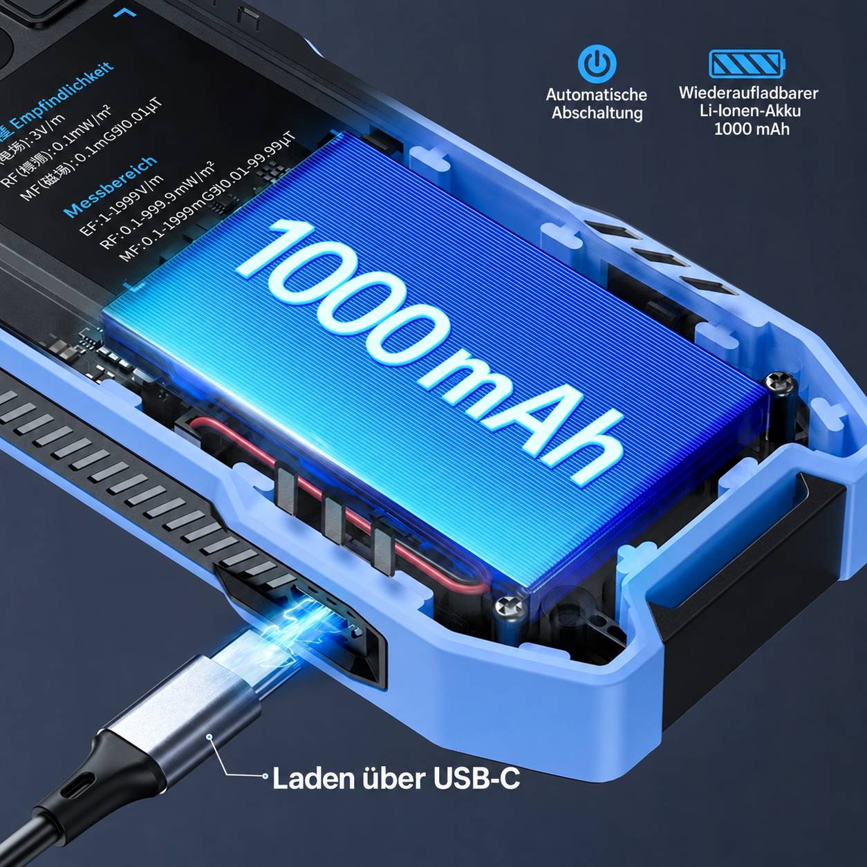 FNIRSI ERD-10 4-in-1 EMF-Messgerät für elektrische und magnetische Felder mit Farbdisplay
