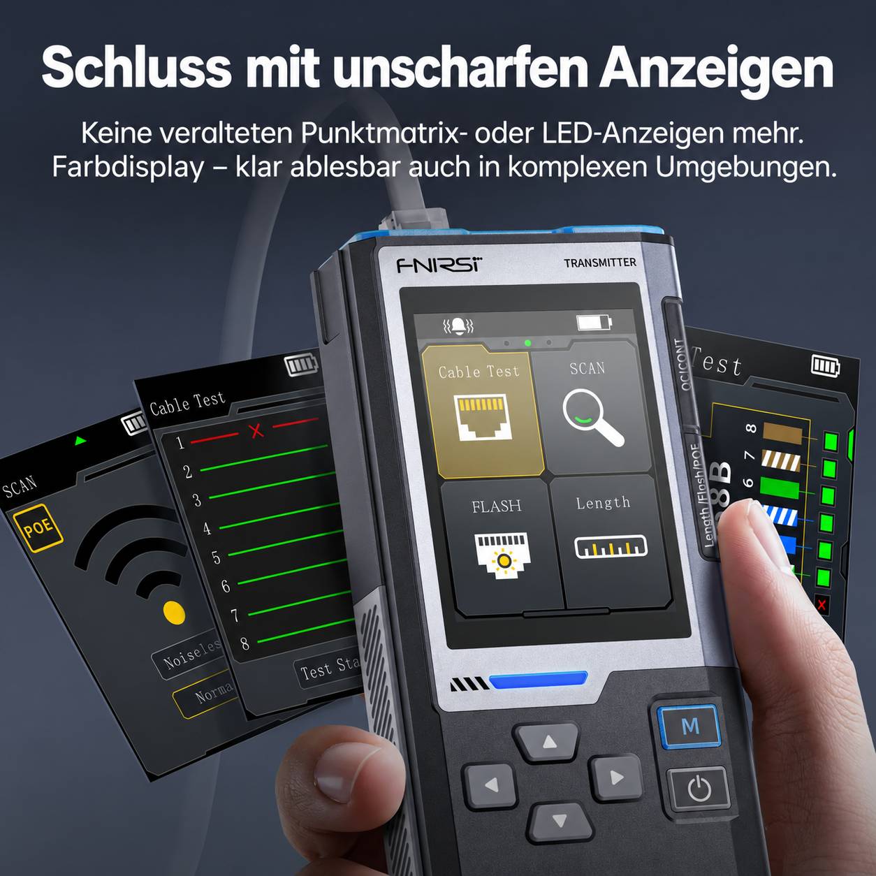 FNIRSI LPM-10A Netzwerkkabel-Tester und Leitungssucher mit PoE-Test und Farbdisplay