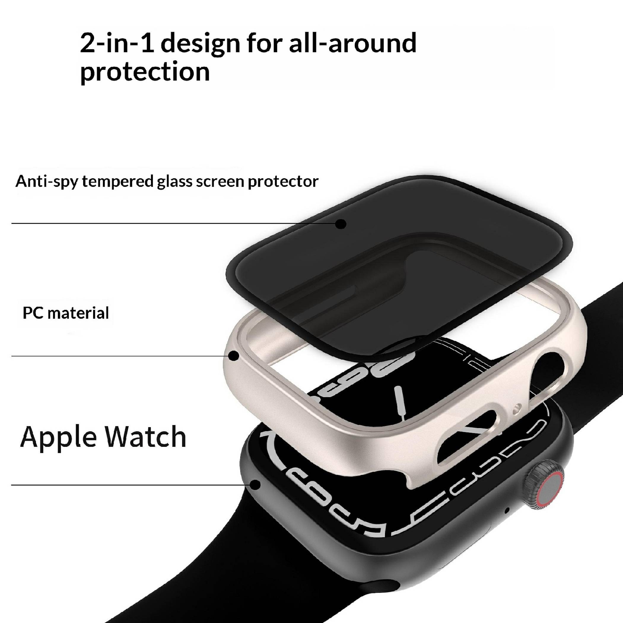 Hülle für Apple Watch Ultra 4 / 3 / 2 / 49mm Blickschutz Displayschutz Privacy