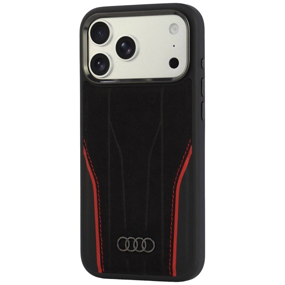 Audi R8 Hülle iPhone 17 Pro Max /18 Pro Max MagSafe Echtleder schwarz Logo