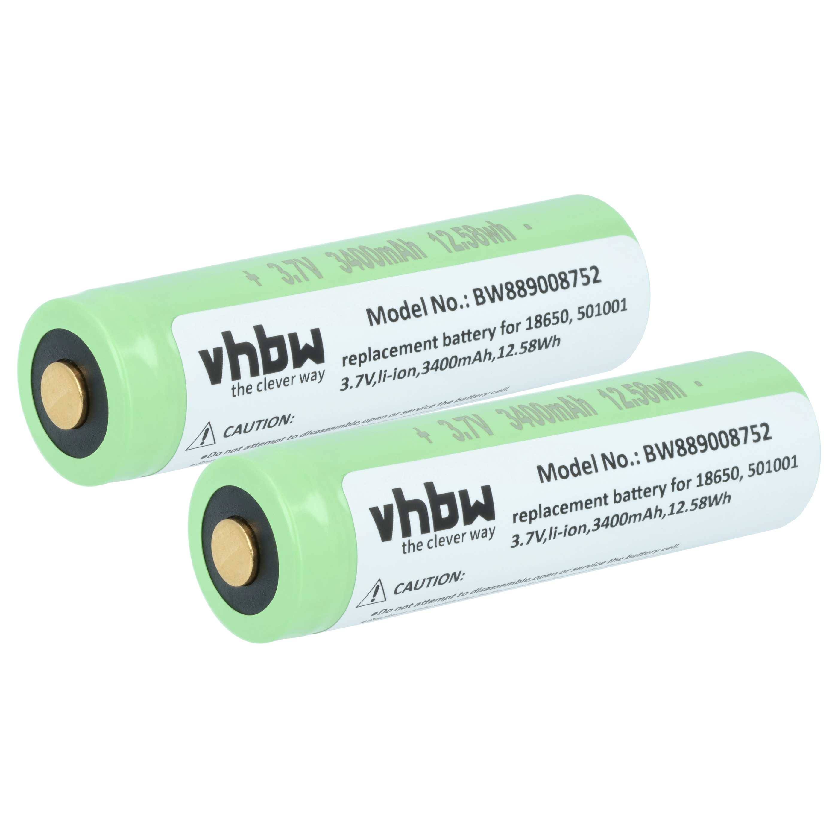 vhbw 2x Akku kompatibel mit Fenix TK35, TK15 | Taschenlampe Kopflampe (3400 mAh, 3,7 V, Li-Ion)