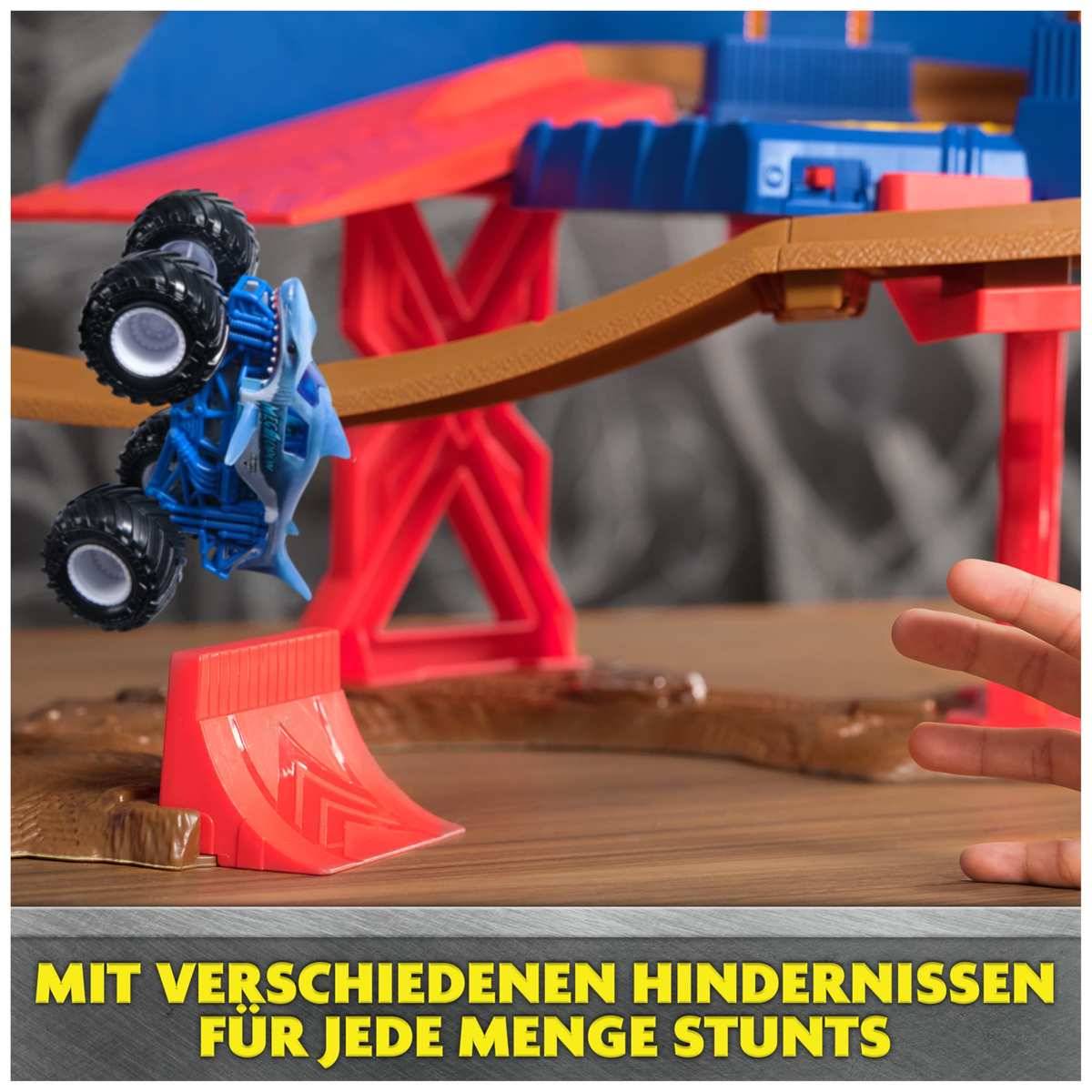 Monster Jam Supercharge Speedway Spielset Truck Megalodon+EL Toro Loco 1:64 3+