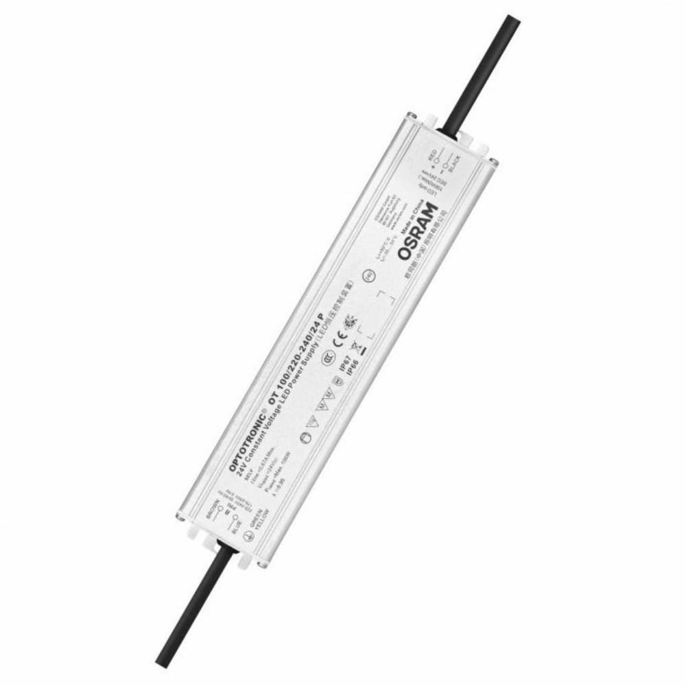 OSRAM OPTOTRONIC LED-Treibermodul mit schwarzen Stromkabeln auf weißem Hintergrund.