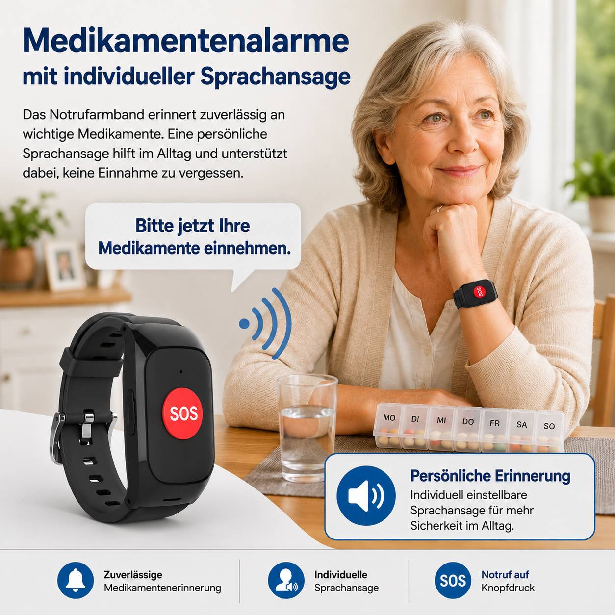 SOS One Protect – GPS-Notrufarmband für Demenz &amp; Senioren