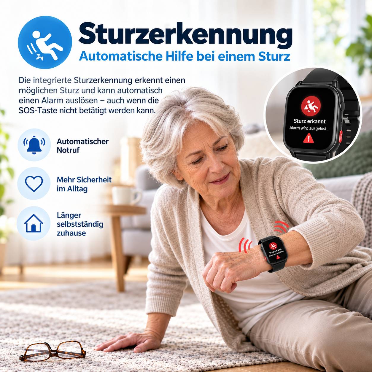 GPS-Notrufuhr NC94S mit 4G, WLAN und Sturzerkennung