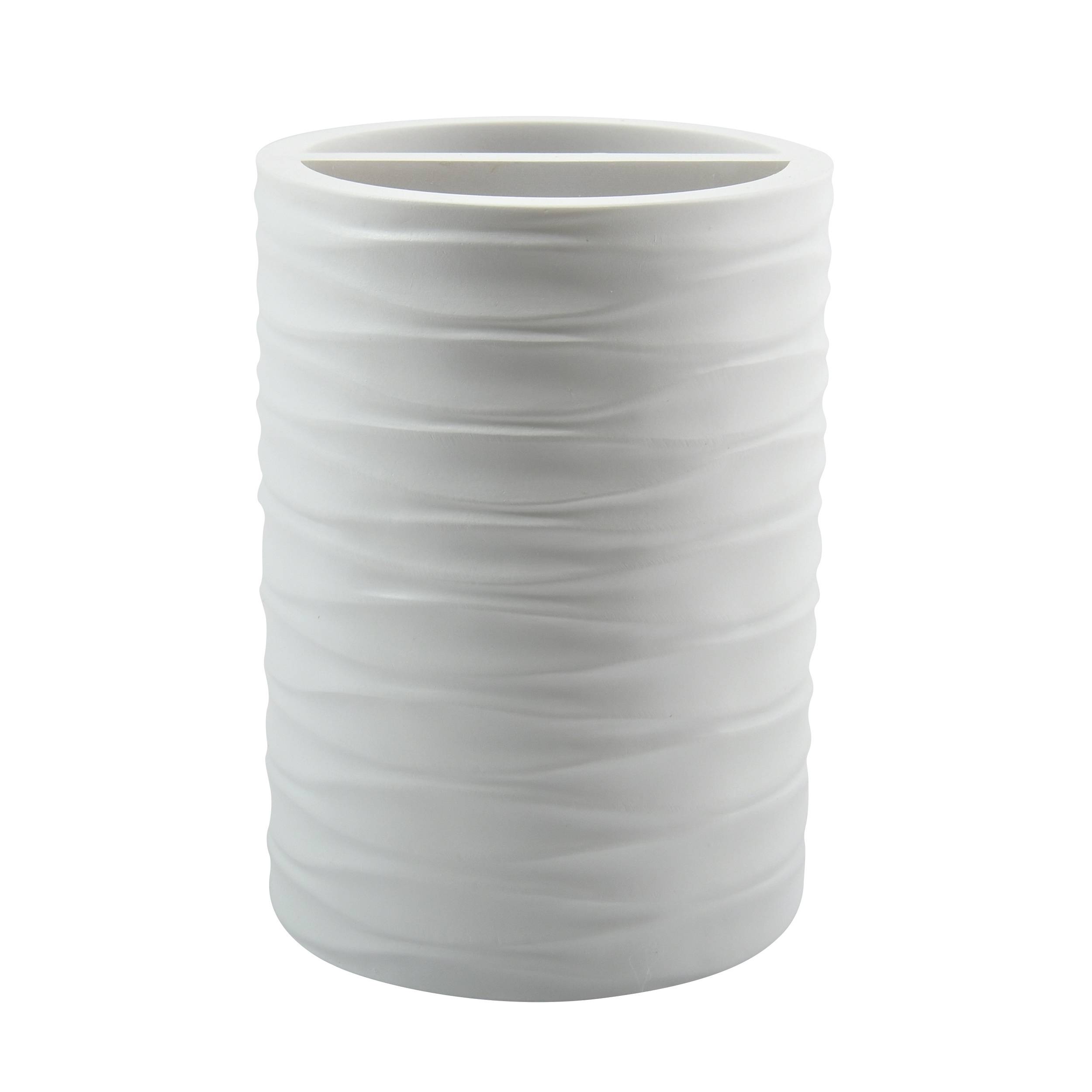 MSV Zahnputzbecher Zahnbürstenhalter Houston mit Einsatz 7,3 x 10,3 cm Weiß