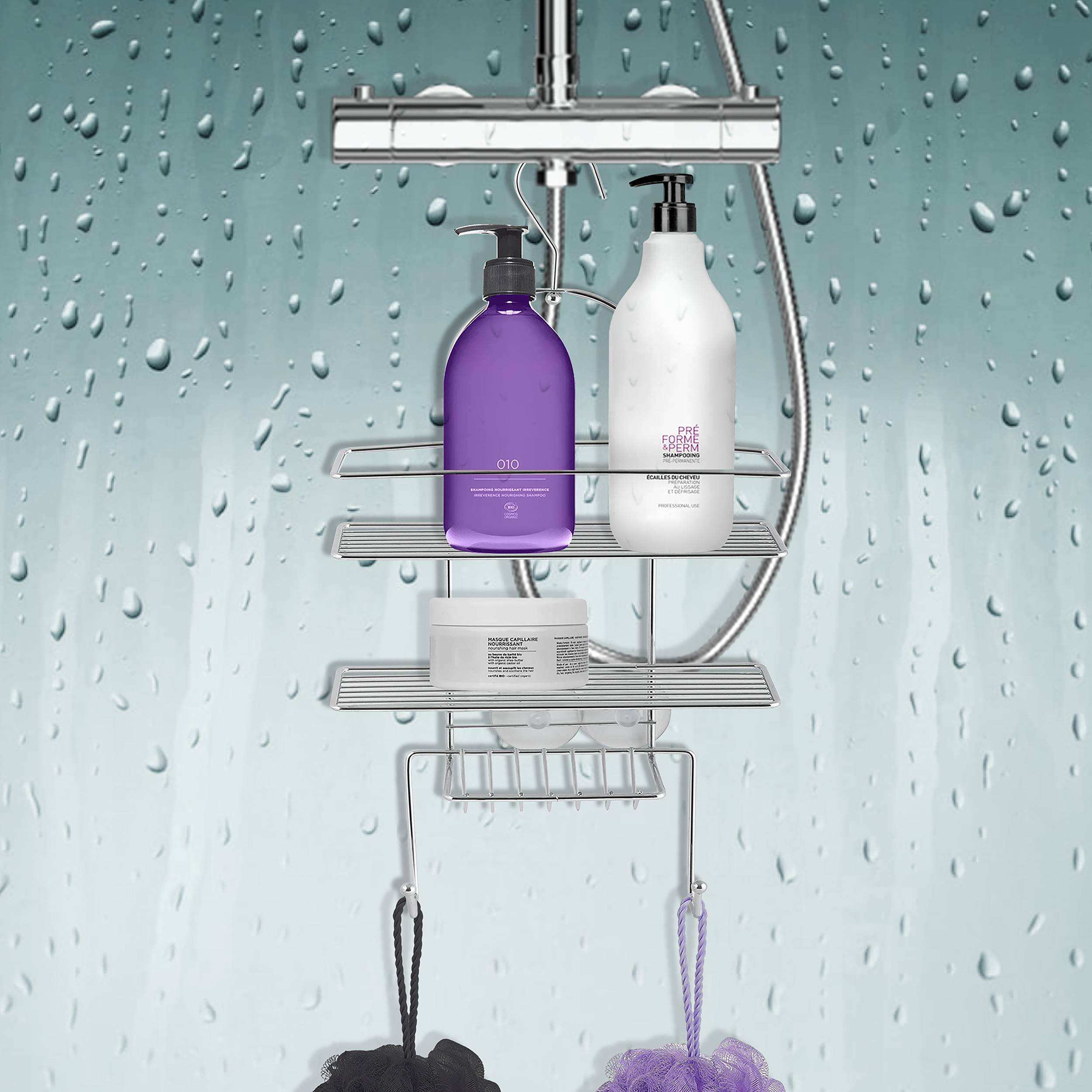 MSV Duschregal Duschablage Duschkorb Badregal für Shampoo, Duschgel