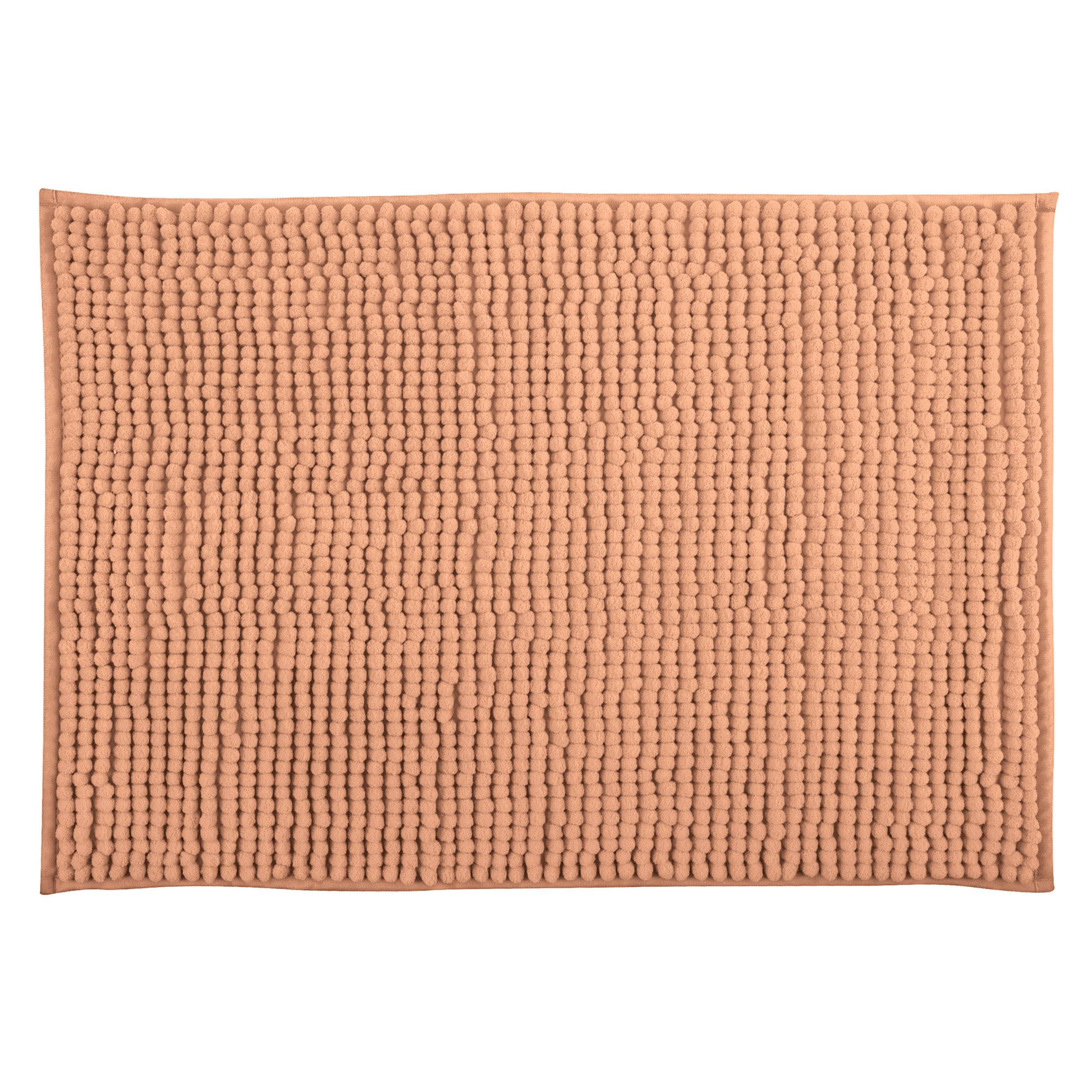 MSV Badematte aus weichem Mikrofaser-Chenille in Pfirsich, rutschfest, saugfähig, ideal für das Badezimmer, Komfort und Eleganz für Ihr Zuhause, 50