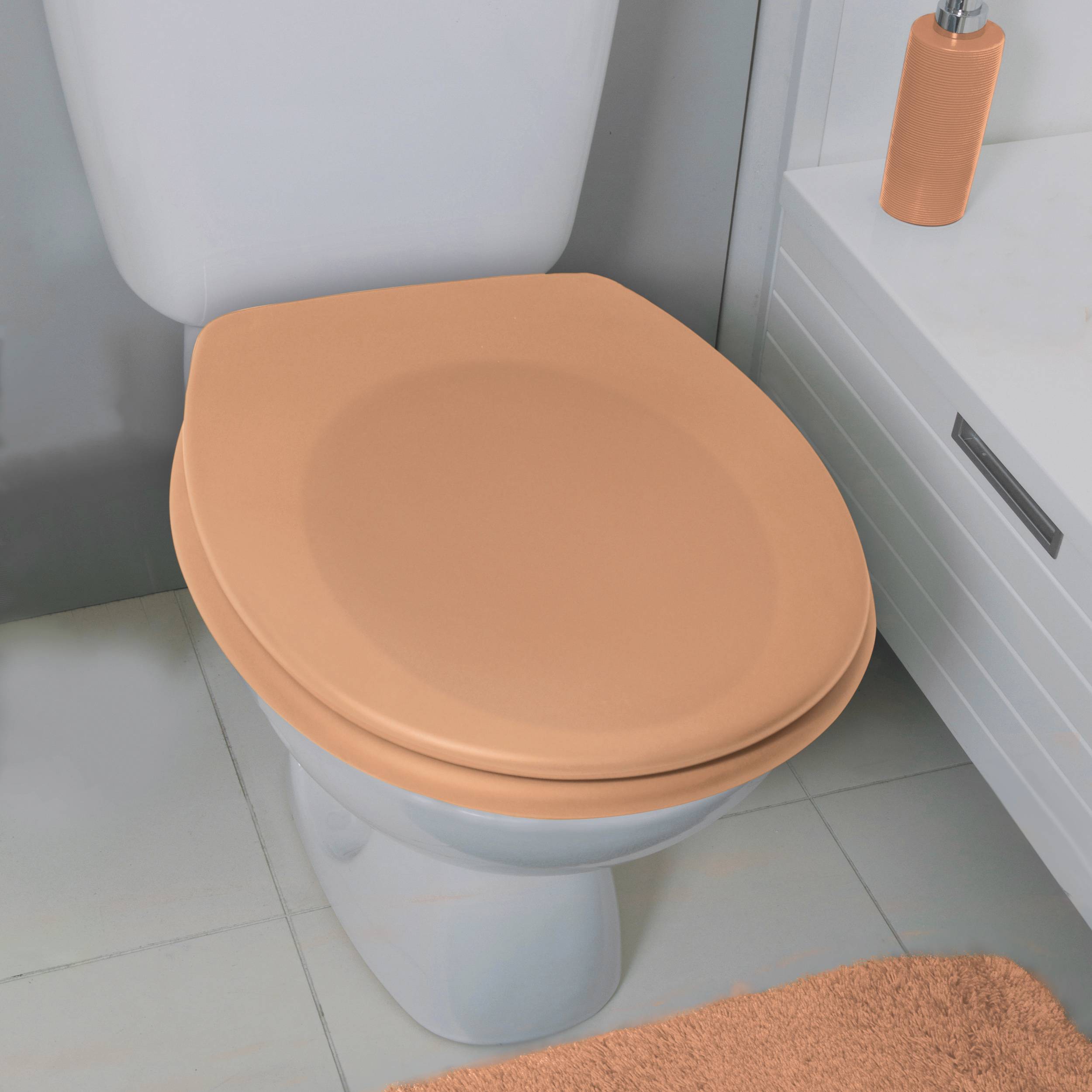 Spirella - Neela Thermo Hard Toilettensitz - Verchromte ABS-Scharniere, Toilettendeckel mit Fallbremse, Slow-Close-Verschluss - 44 x 37 x 3 cm