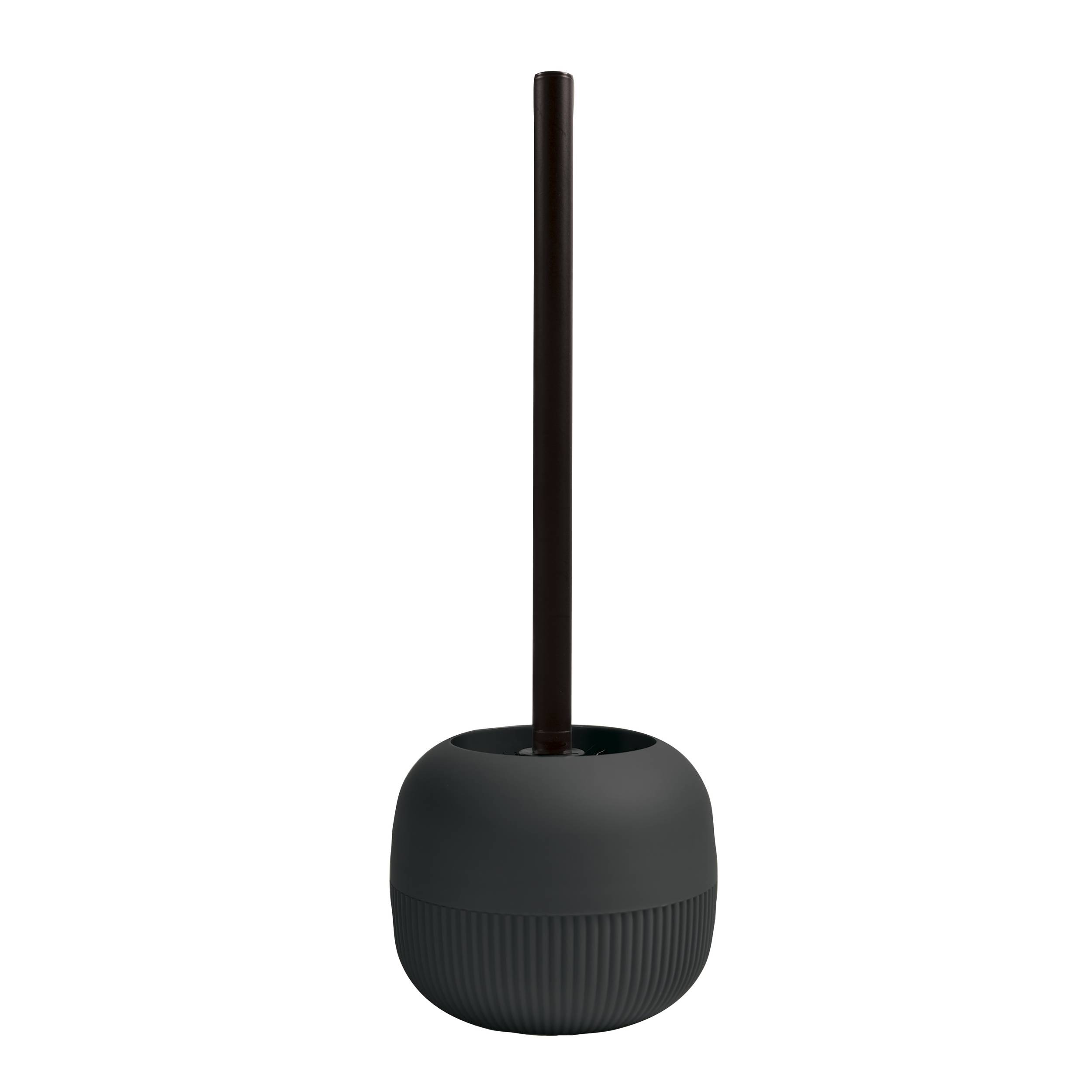 MSV - Gino Schwarze Toilettenbürste - 9,1 x 9,1 x 37,4 cm - Modernes und Elegantes Design - Langer ergonomischer Griff - Stabiler spritzwassergeschü