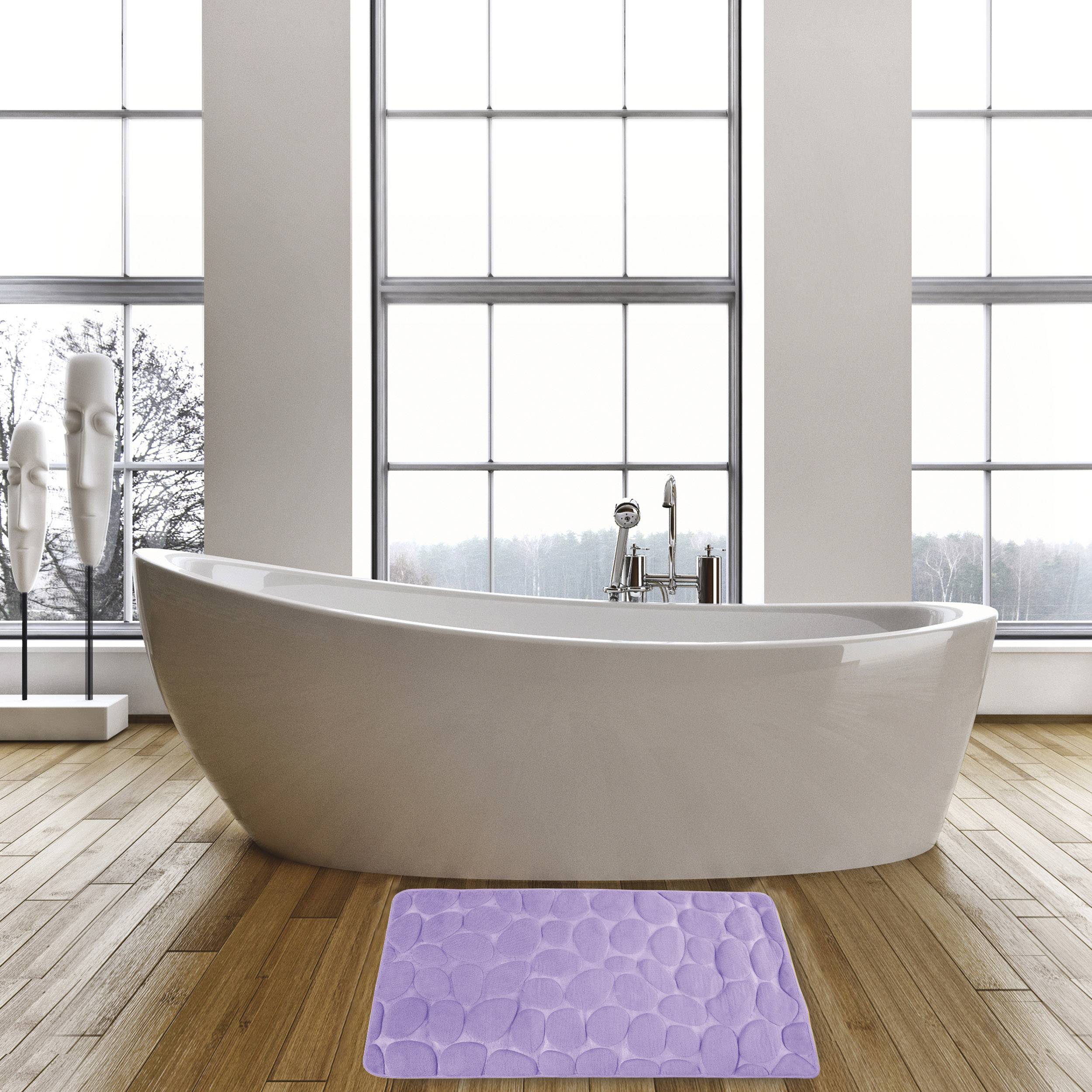 MSV Badteppich aus Mikrofaser, Pebble, 40 x 60 cm, Lavendel