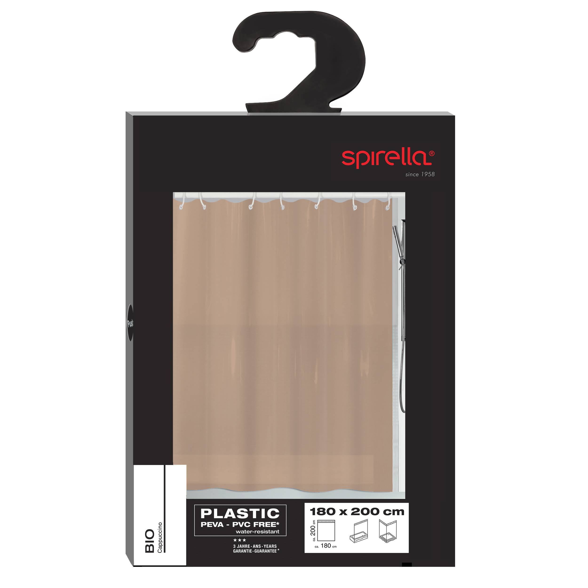 Spirella Duschvorhang Peva Bio 180x200 cm, Elegant und Praktisch für Ihr Badezimmer, Wasserabweisend und Pflegeleicht, Modernes und Schickes Design