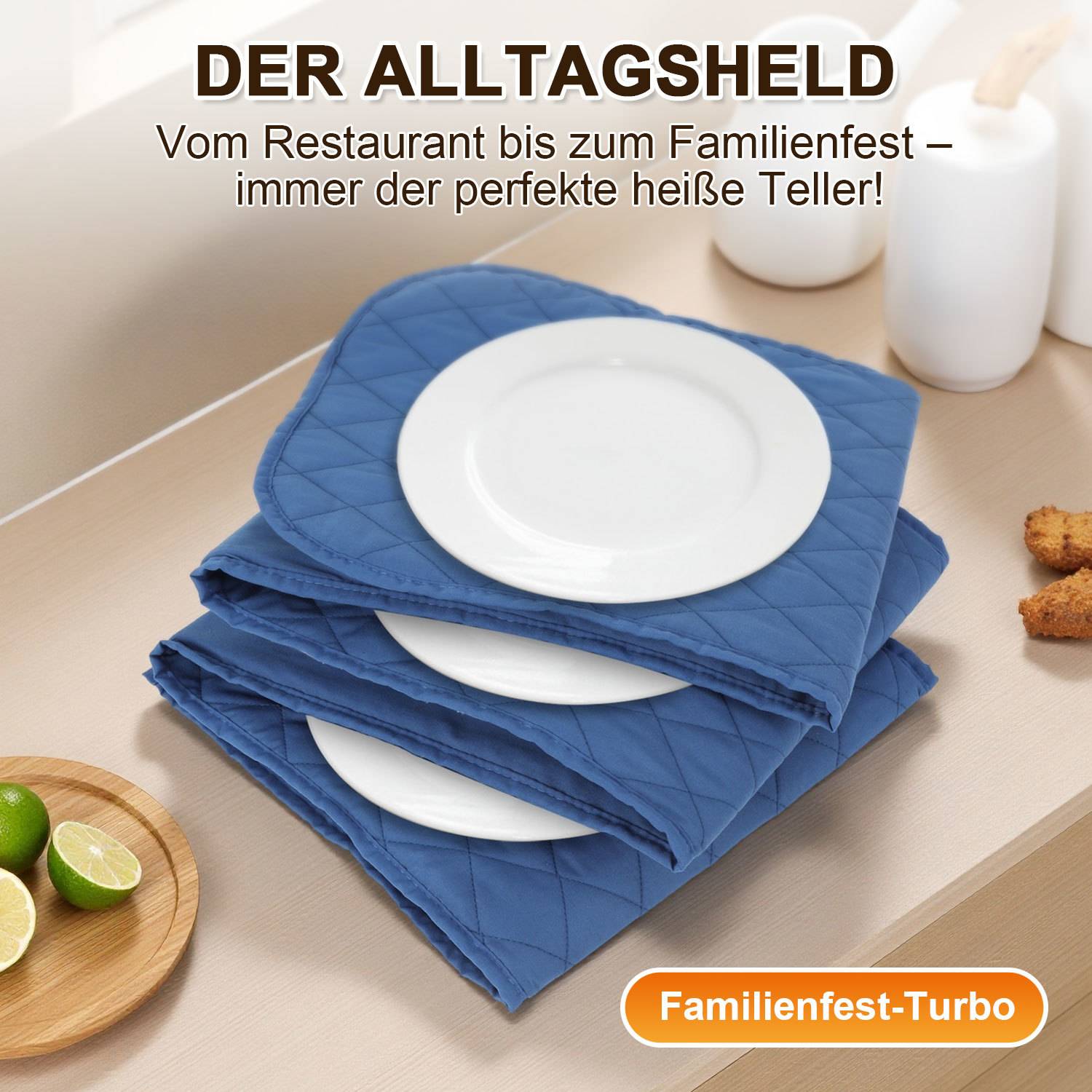 Elektrischer Tellerwärmer 200W bis 70°C für Teller bis Ø32 cm faltbar für Küche Buffet Dinner Blau