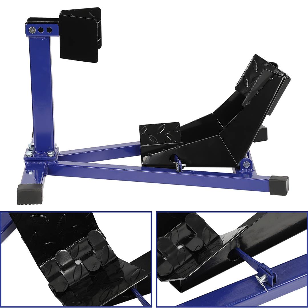 Motorradständer Vorderradwippe, verstellbarer Aufnahmebereich 60-160 mm, Farbe Blau/Schwarz, für Motorradpflege und Abstellen, Radgröße 17-21 Zoll