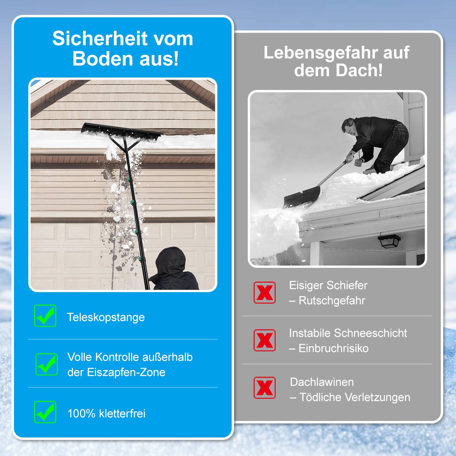 3.6m Schneeschaufel mit 5-Fach Höhenverstellbar Schneeräumer Schneeschild mit 15cm breite aluklinge Schneepflug für Auffahrten Garten Gehwege