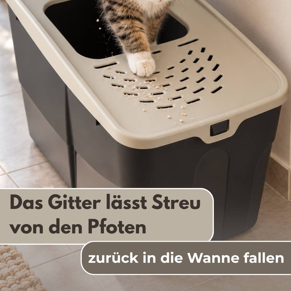 Hop In Katzenklo XXL große Katzen Klo Hoch Katzentoilette geschlossen Katzenklo mit Deckel Katzentonne Oben Einstieg Katzen WC Top Eingang
