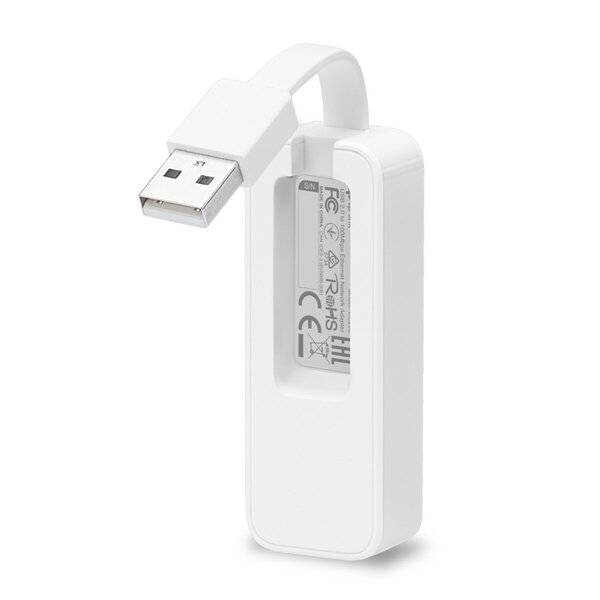 Weiß USB-Stick mit gebogenem Anschluss und einem durchsichtigen Seitenfenster, das das interne Speichermodul zeigt.
