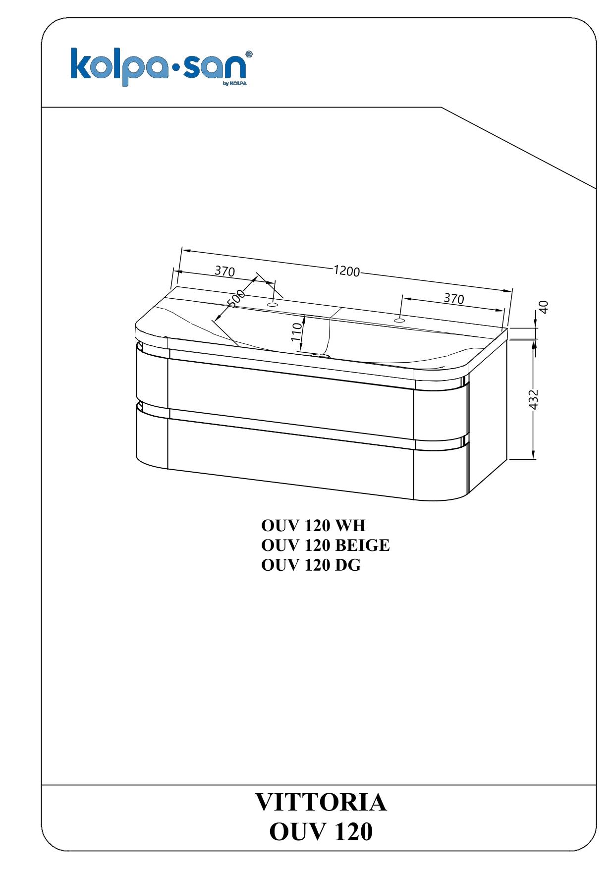 Kolpa VITTORIA Schrank mit Waschbecken OUV 120 BE
