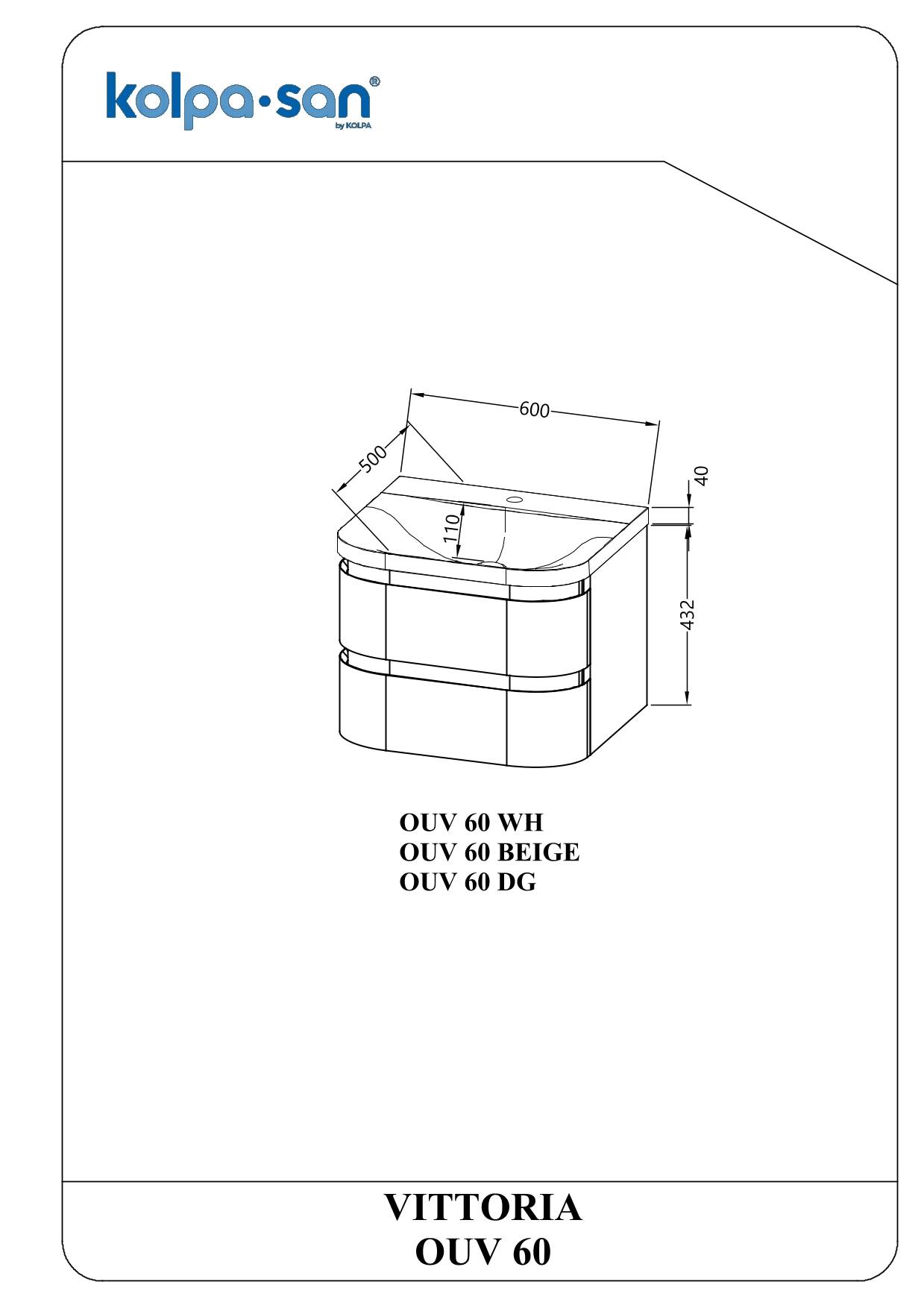 Kolpa VITTORIA Schrank mit Waschbecken OUV 60 DG