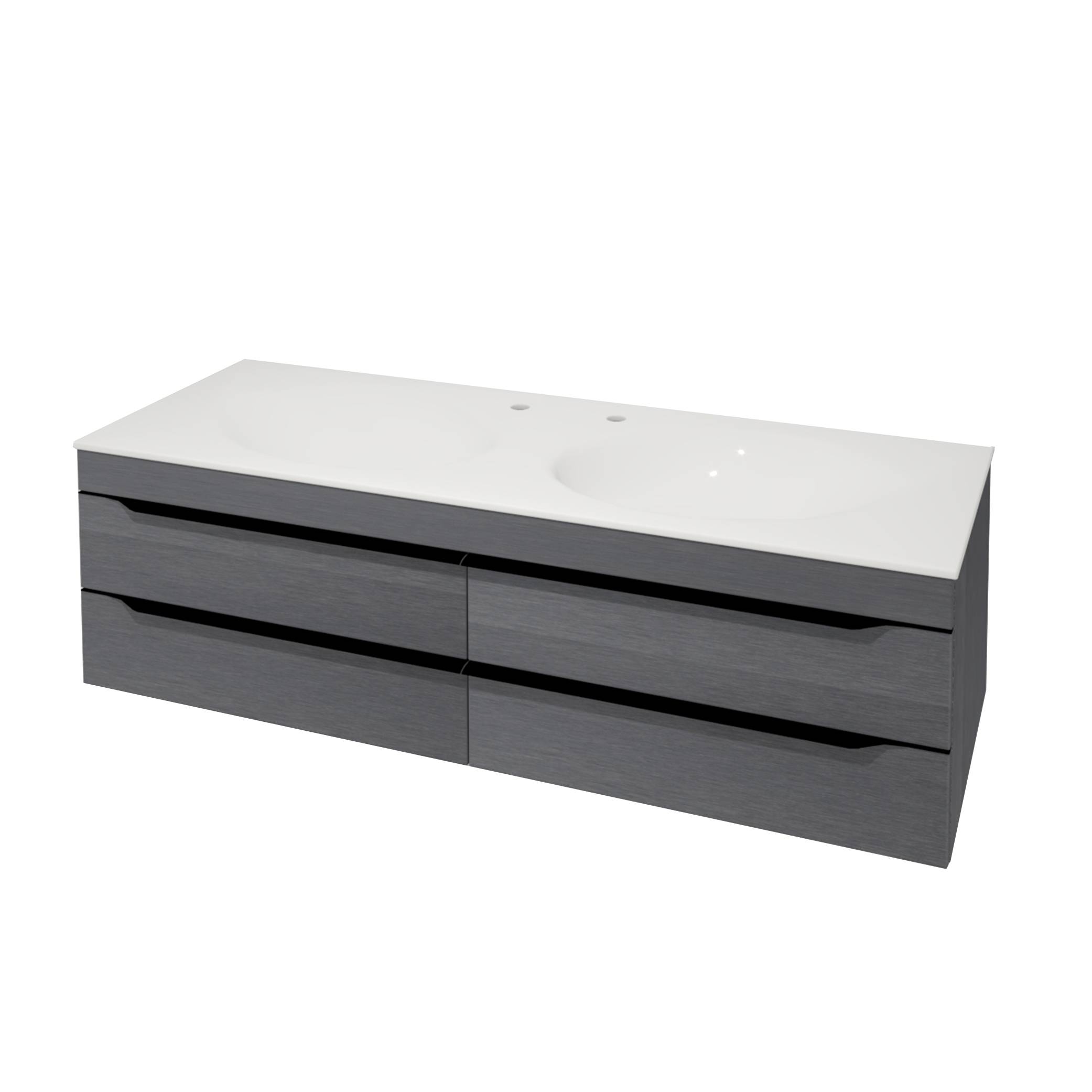 Kolpa MALAYA Schrank mit Doppelwaschbecken OUM 140 DARK GRAY
