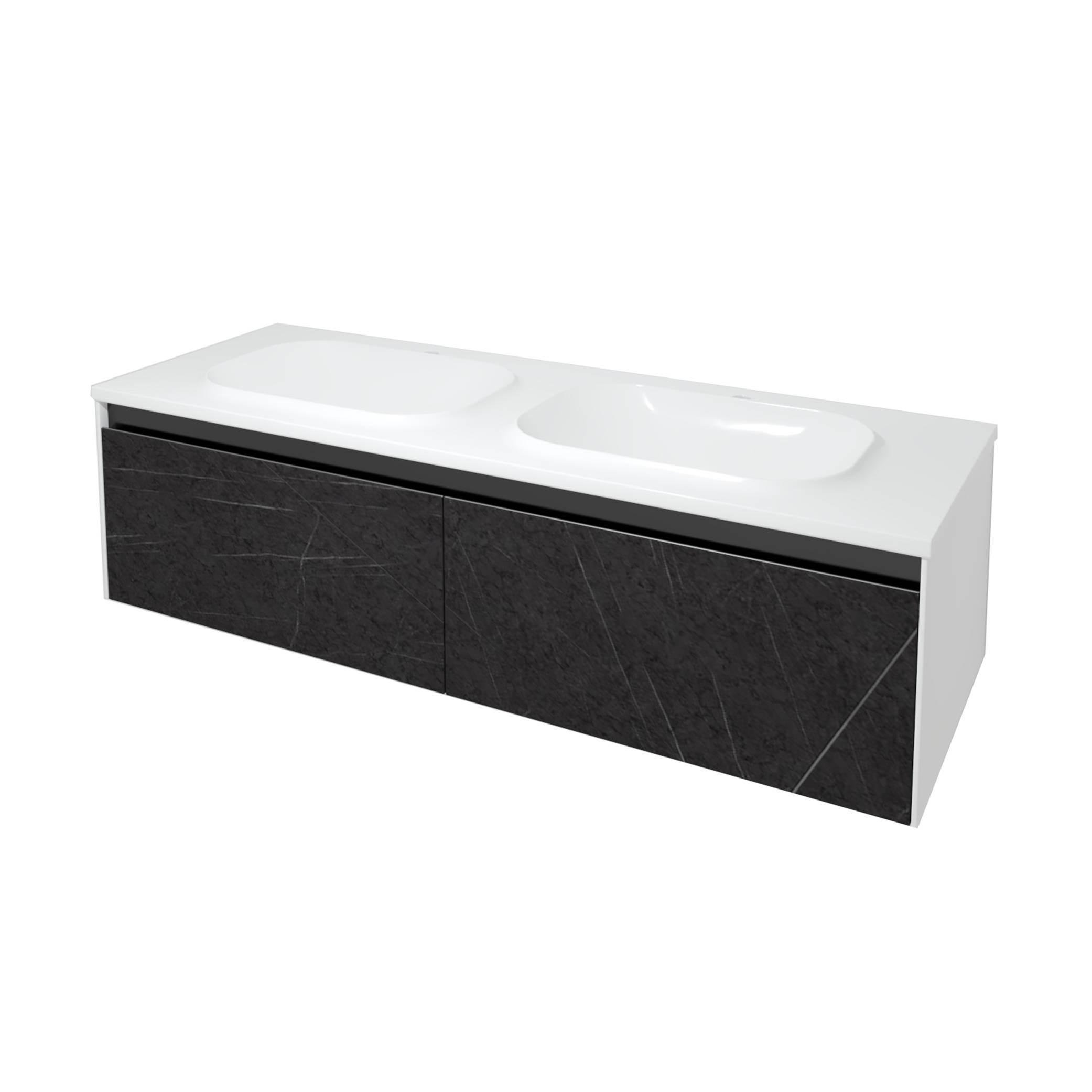 Kolpa PANDORA Schrank mit Doppelwaschbecken OUP 150 BLACK STONE