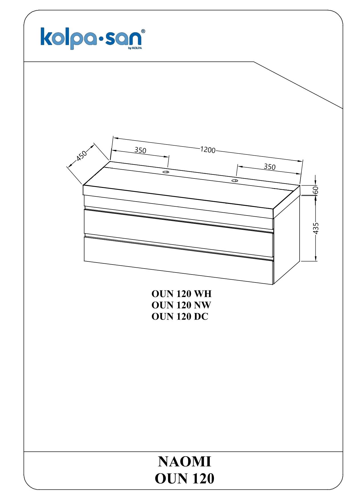 Kolpa NAOMI Schrank mit Waschbecken OUN 120 WH