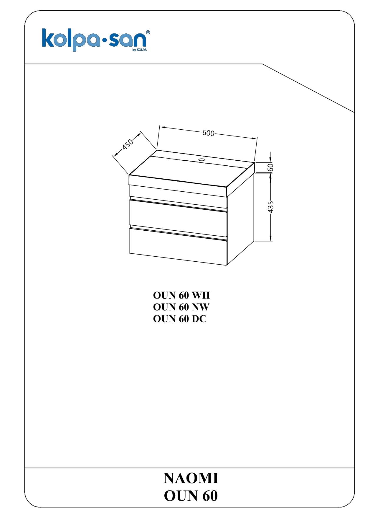 Kolpa NAOMI Schrank mit Waschbecken OUN 60 WH