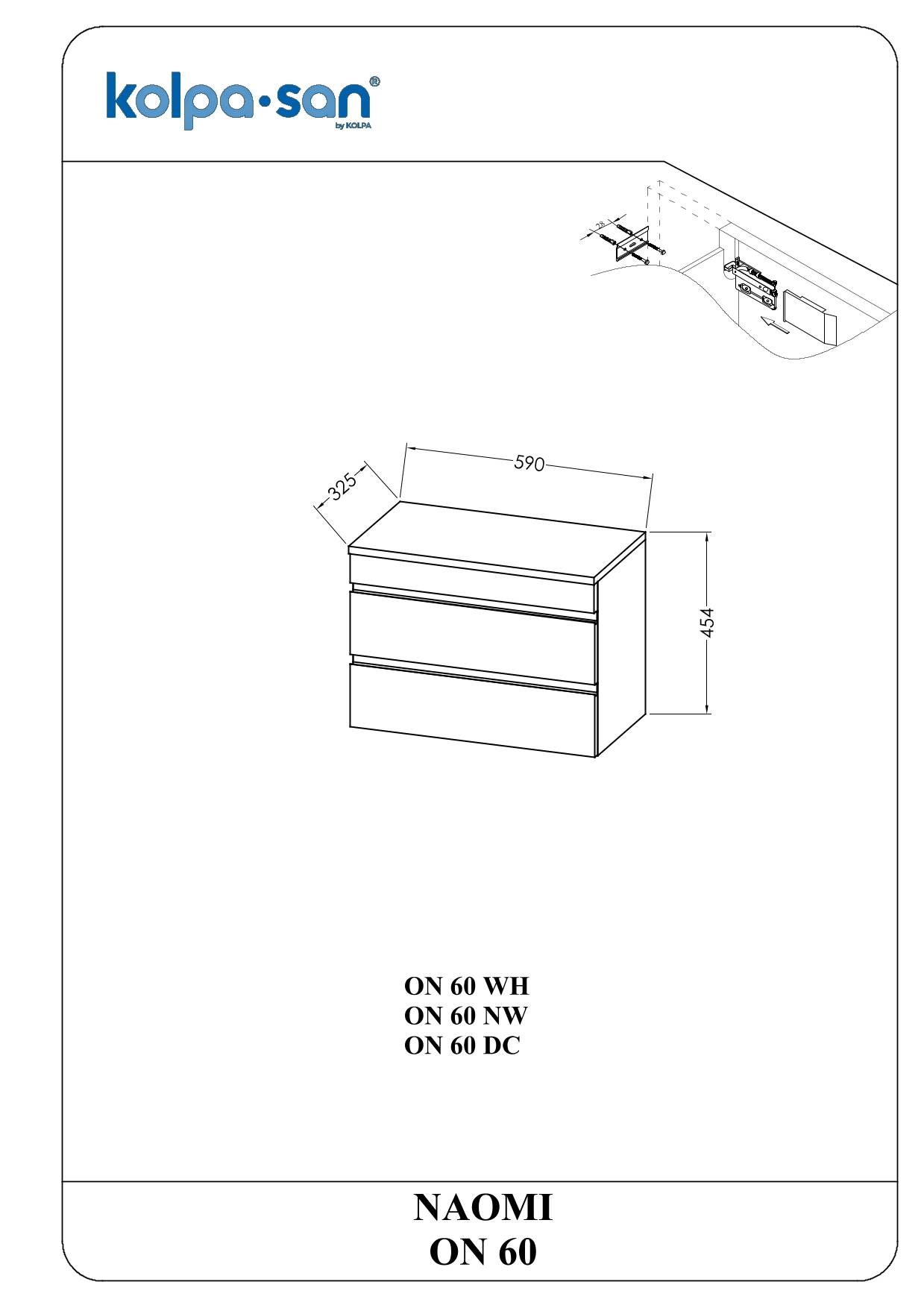 Kolpa NAOMI Schrank mit Schubladen ON 60 WH