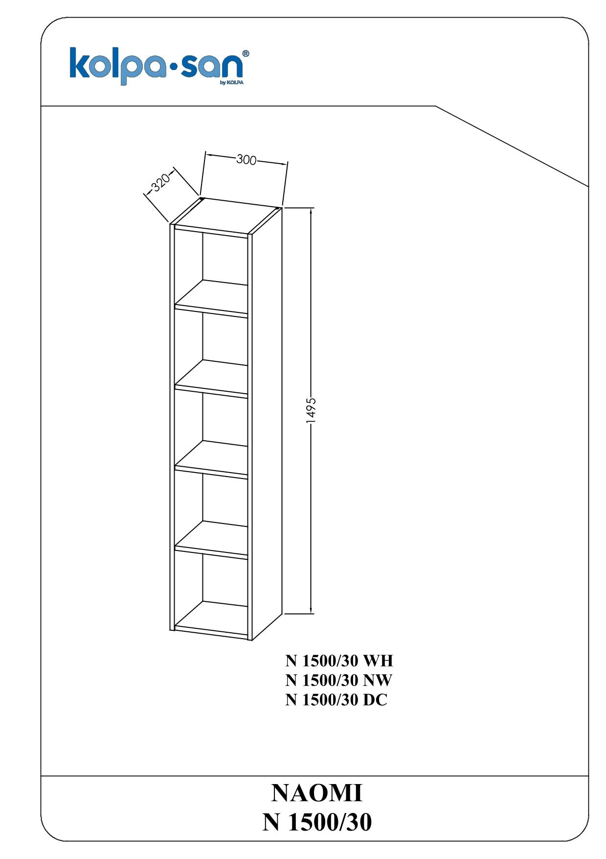 Kolpa NAOMI Offener Schrank N 1500/30 WH
