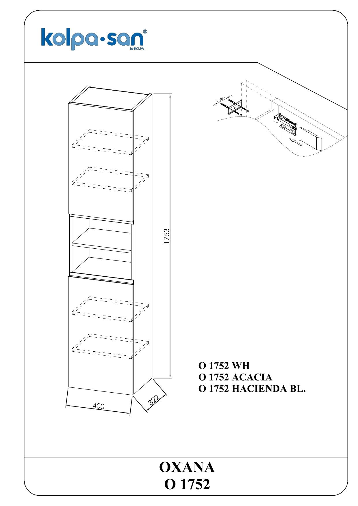 Kolpa OXANA Schrank mit Tür O 1752 WH