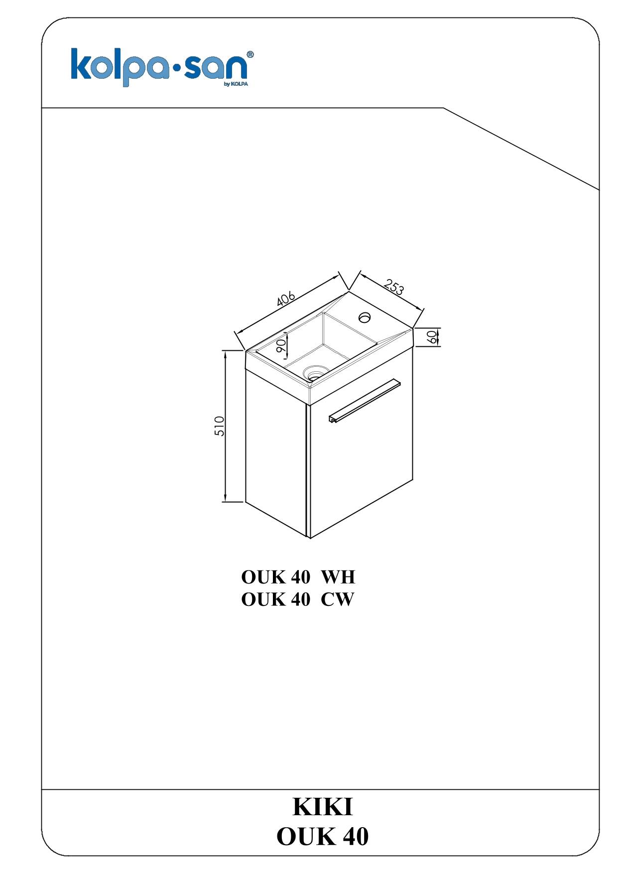 Kolpa KIKI Schrank mit Waschbecken OUK 40 CW