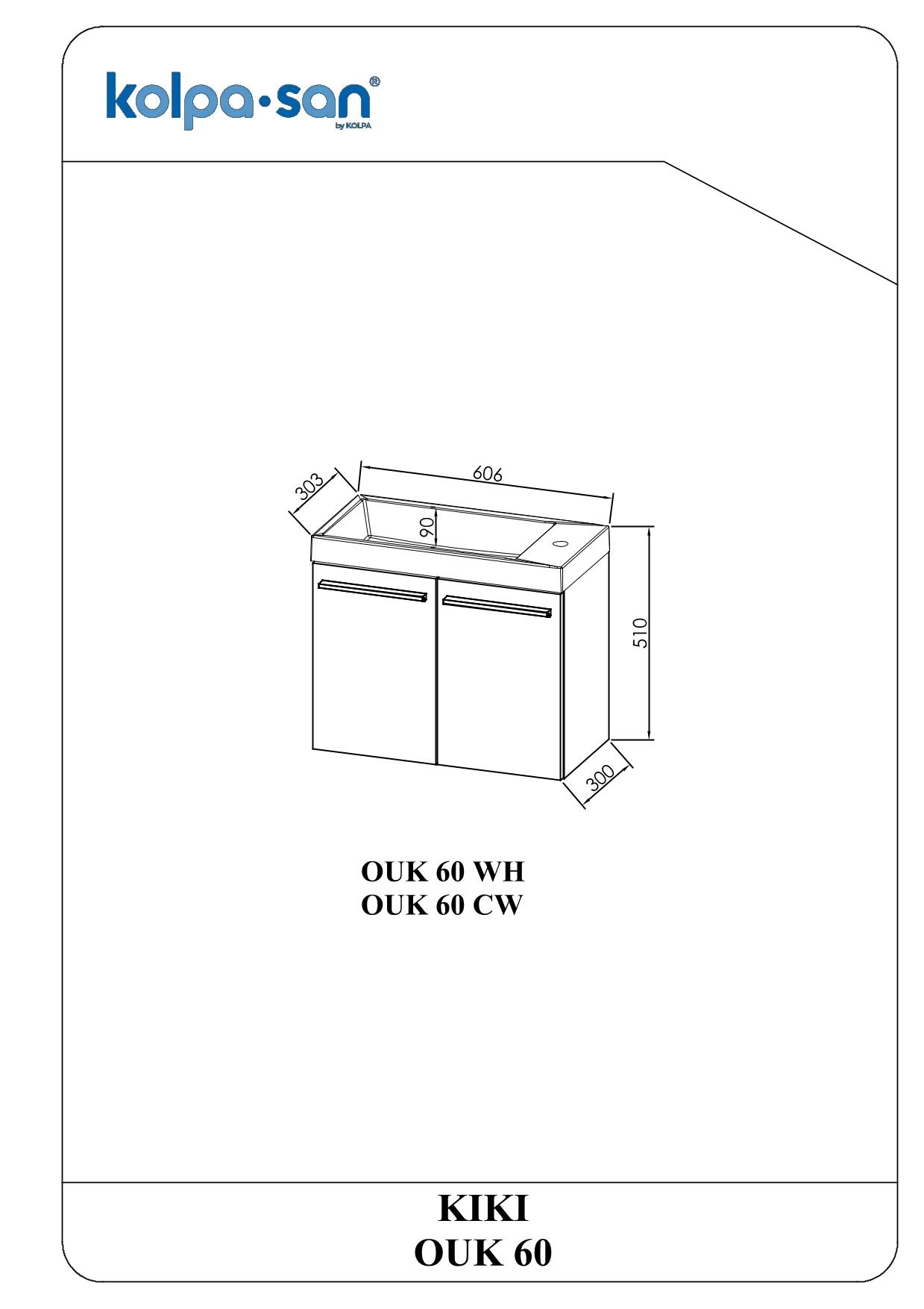 Kolpa KIKI Schrank mit Waschbecken OUK 60 WH