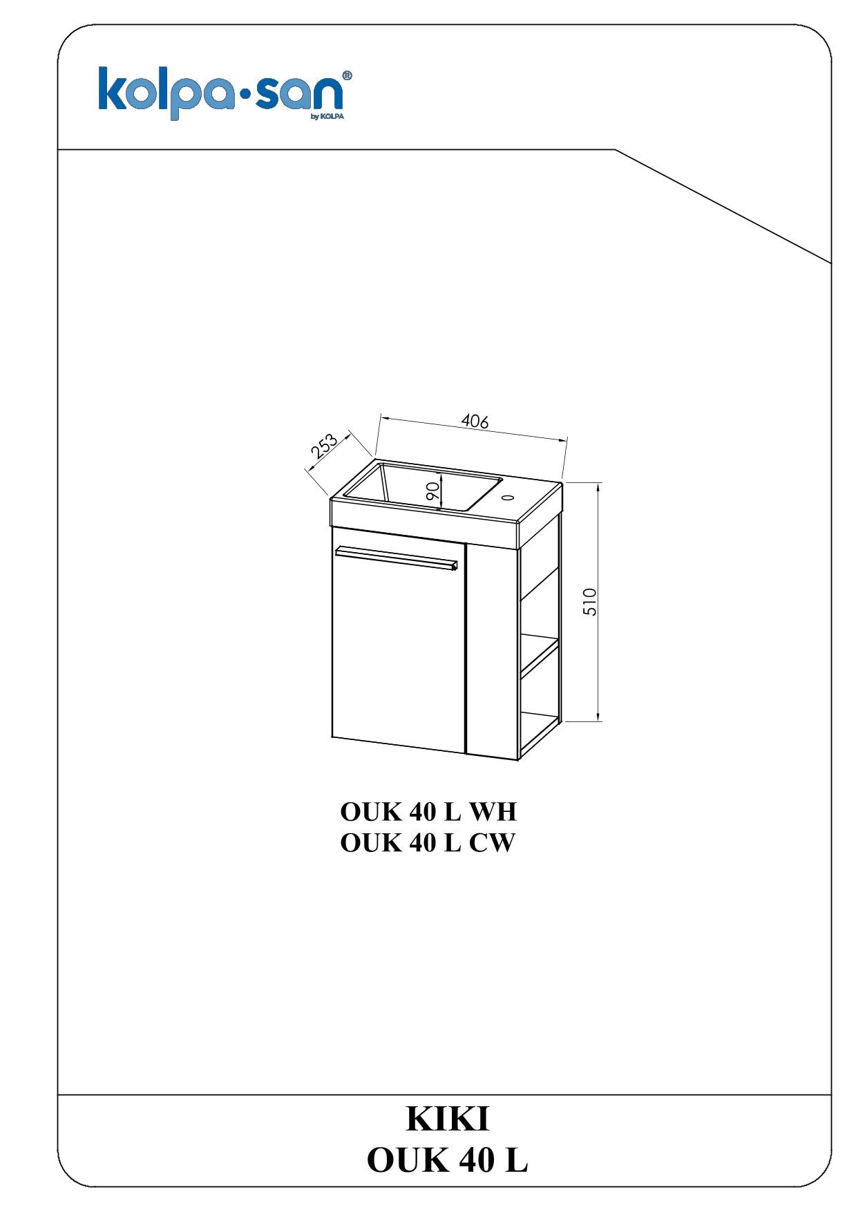 Kolpa KIKI Schrank mit Waschbecken OUK 40 L WH