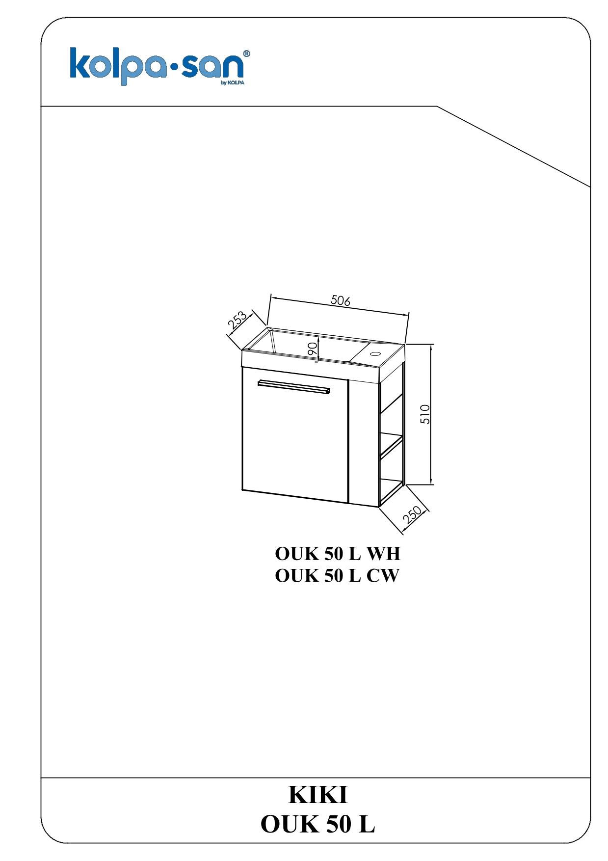 Kolpa KIKI Schrank mit Waschbecken OUK 50 L CW