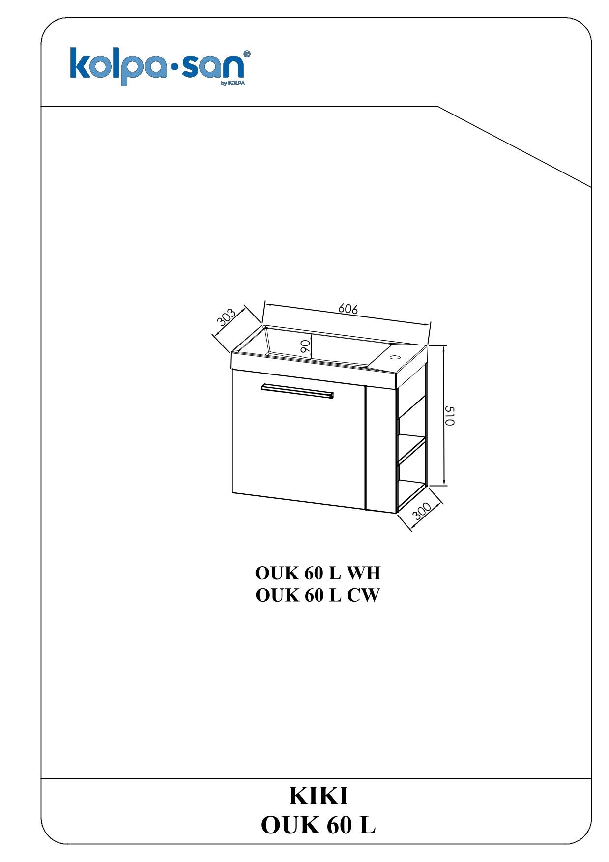 Kolpa KIKI Schrank mit Waschbecken OUK 60 L WH