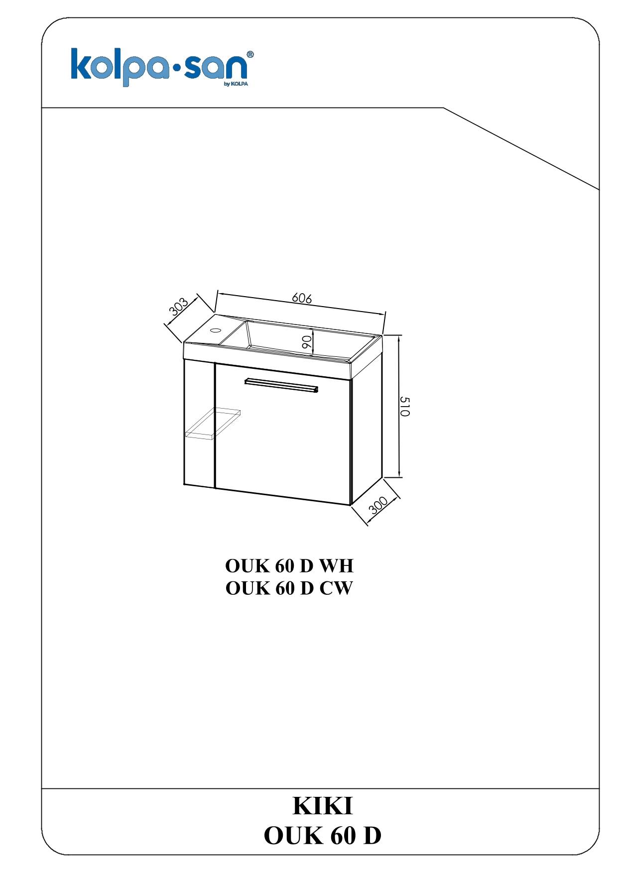 Kolpa KIKI Schrank mit Waschbecken OUK 60 D WH