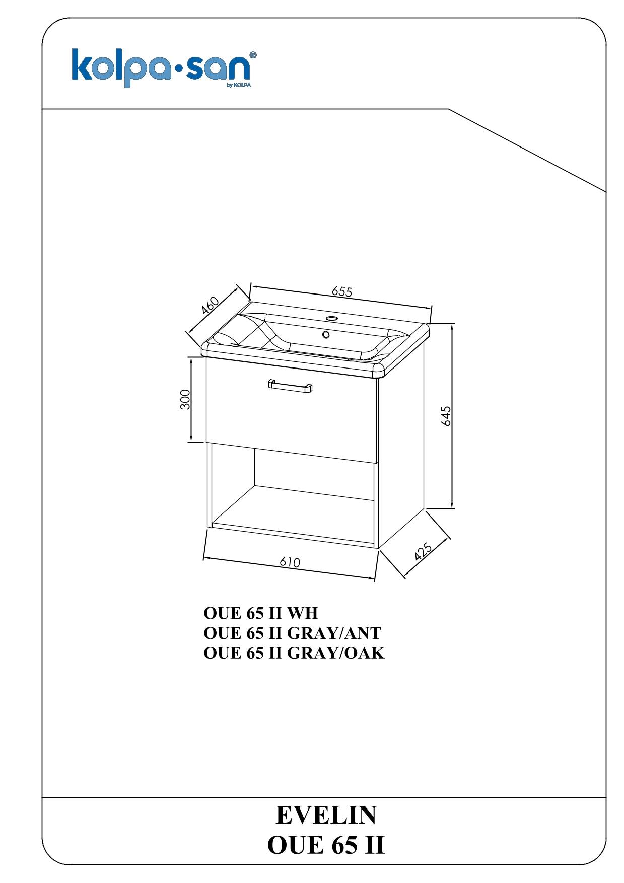 Kolpa EVELIN Schrank mit Waschbecken OUE 65 II WH