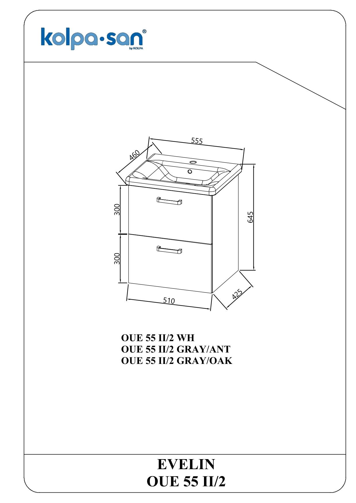 Kolpa EVELIN Schrank mit Waschbecken OUE 55 II/2 WH